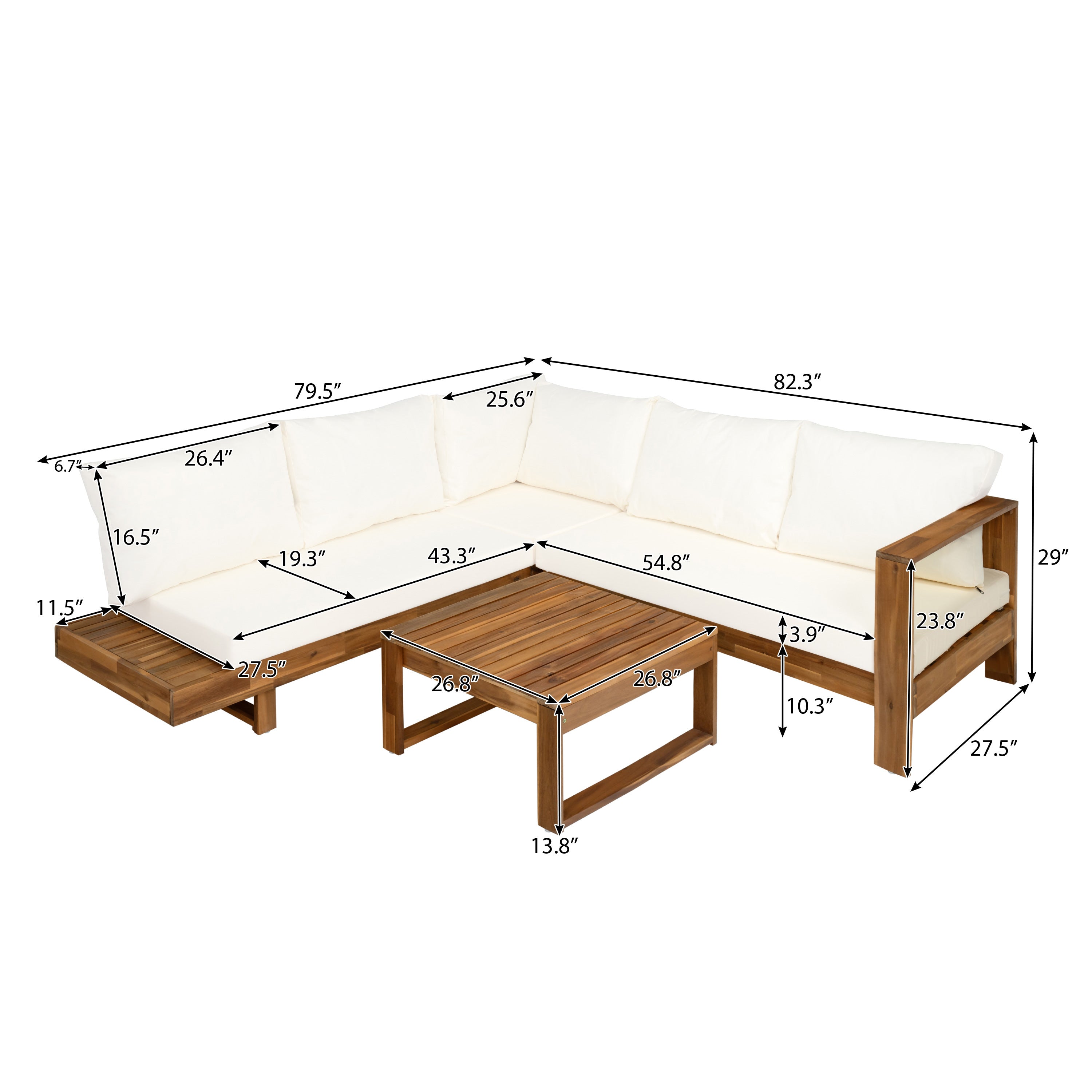 Outdoor Sectional Set Acacia Wood