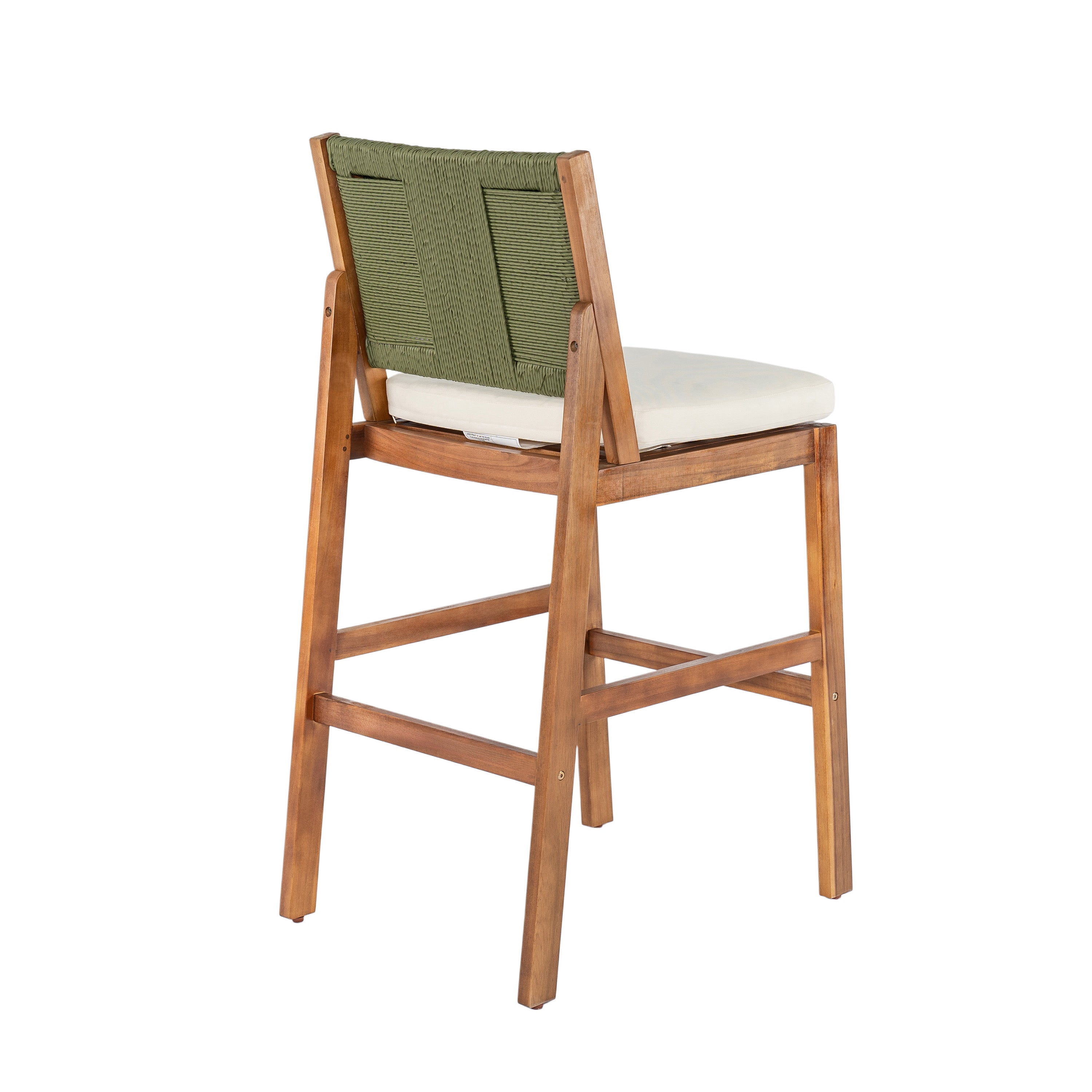 Outdoor Bar Stool Cushioned Seating Set of 2 - Teak