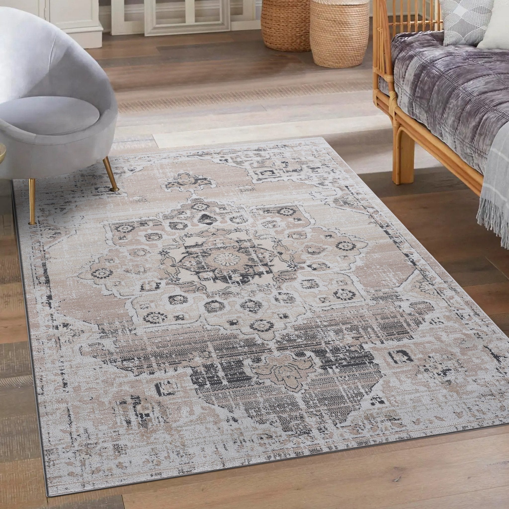Payas Cream Beige Rug Size 6'7'' x 9'
