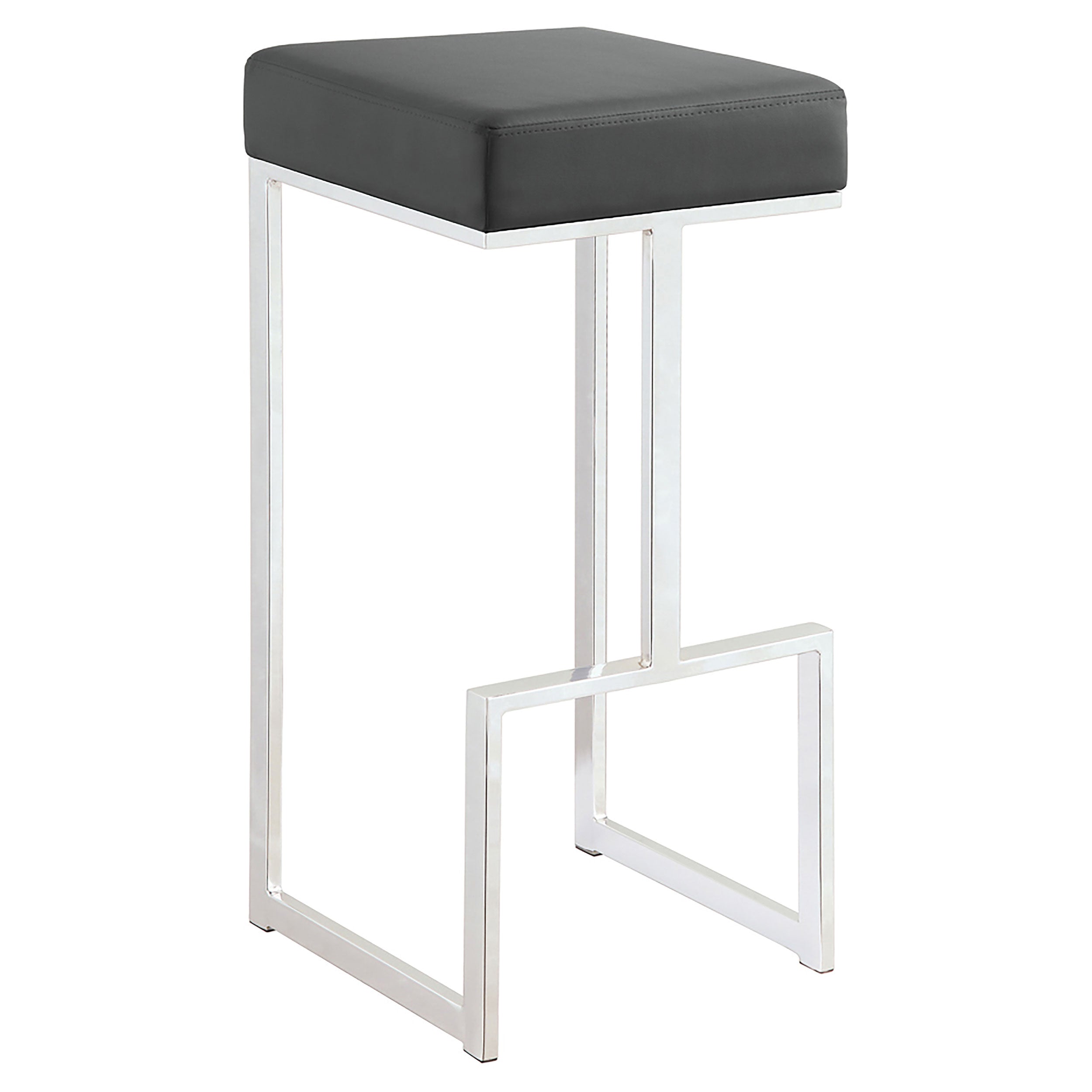 Gervase Square Bar Stool - Grey and Chrome