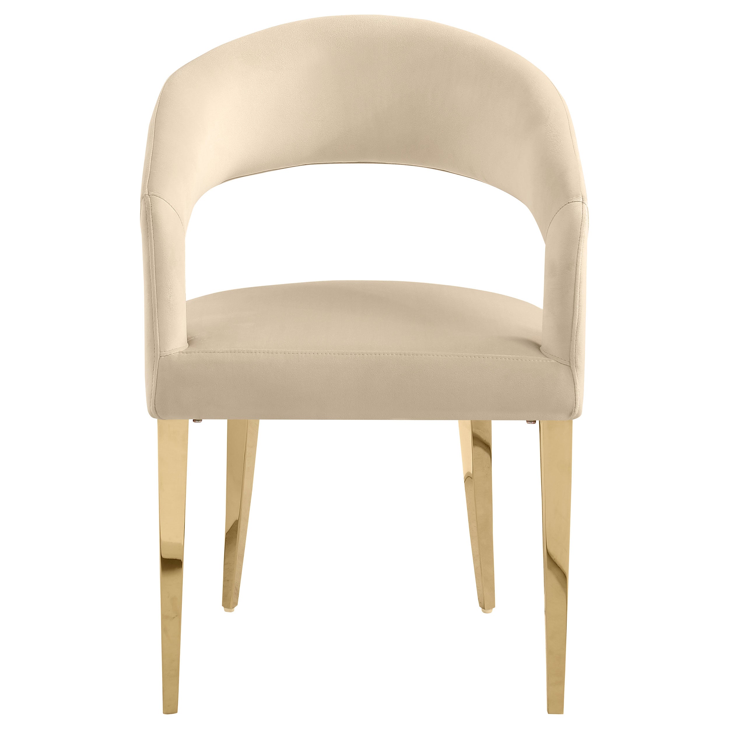 Galiano Beige Velvet Upholstered Dining Arm Chair (Set of 2)