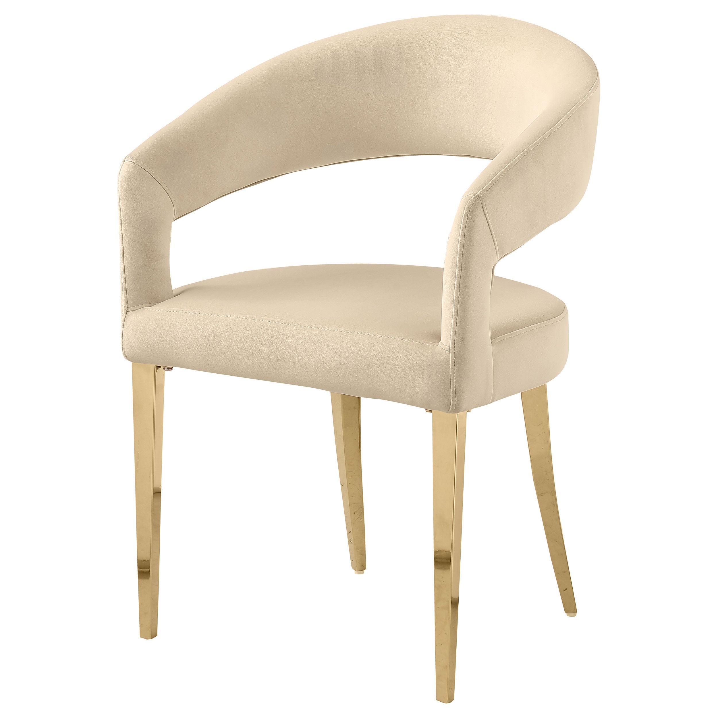 Galiano Beige Velvet Upholstered Dining Arm Chair (Set of 2)
