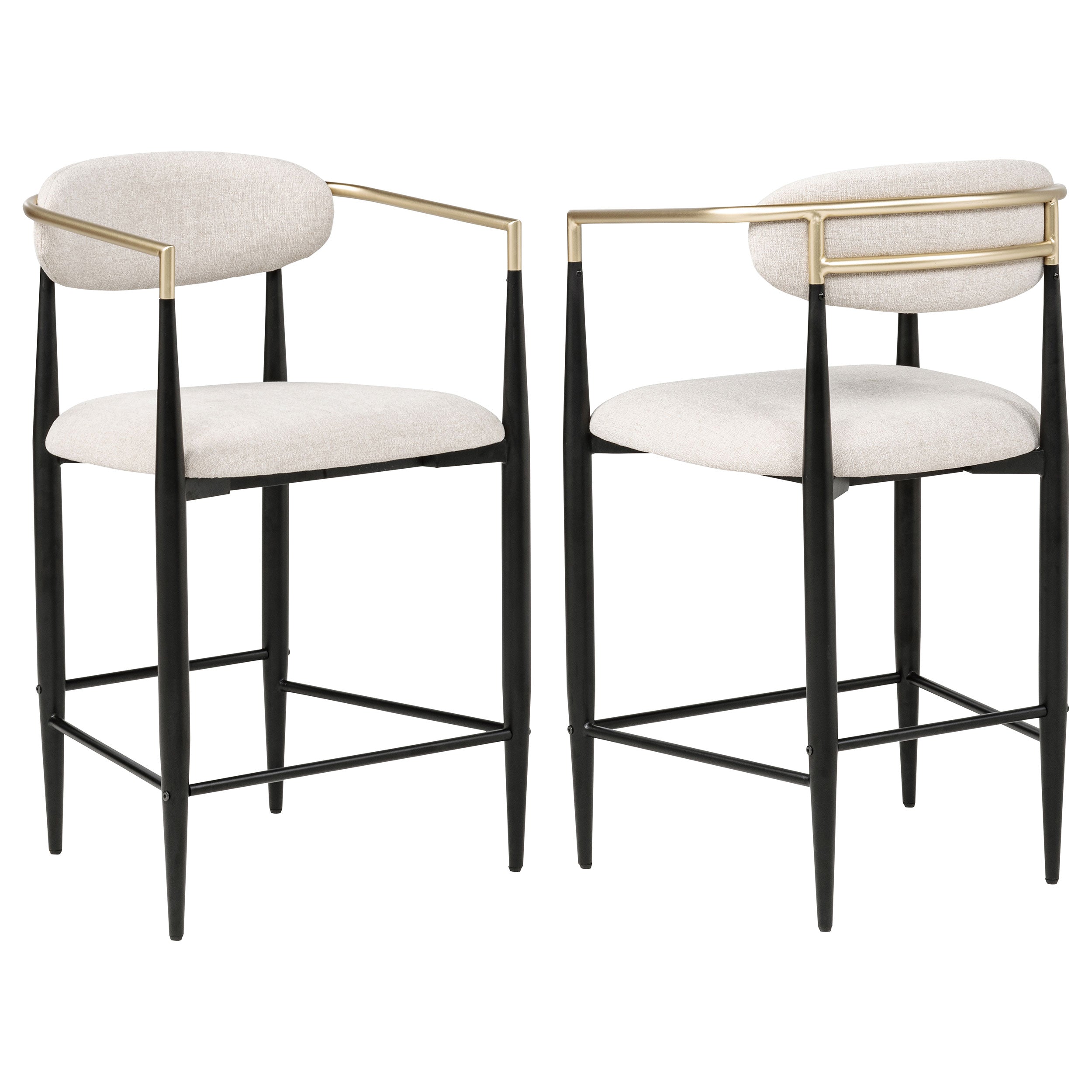 Tina Beige Fabric Upholstered Bar Chair (Set of 2)
