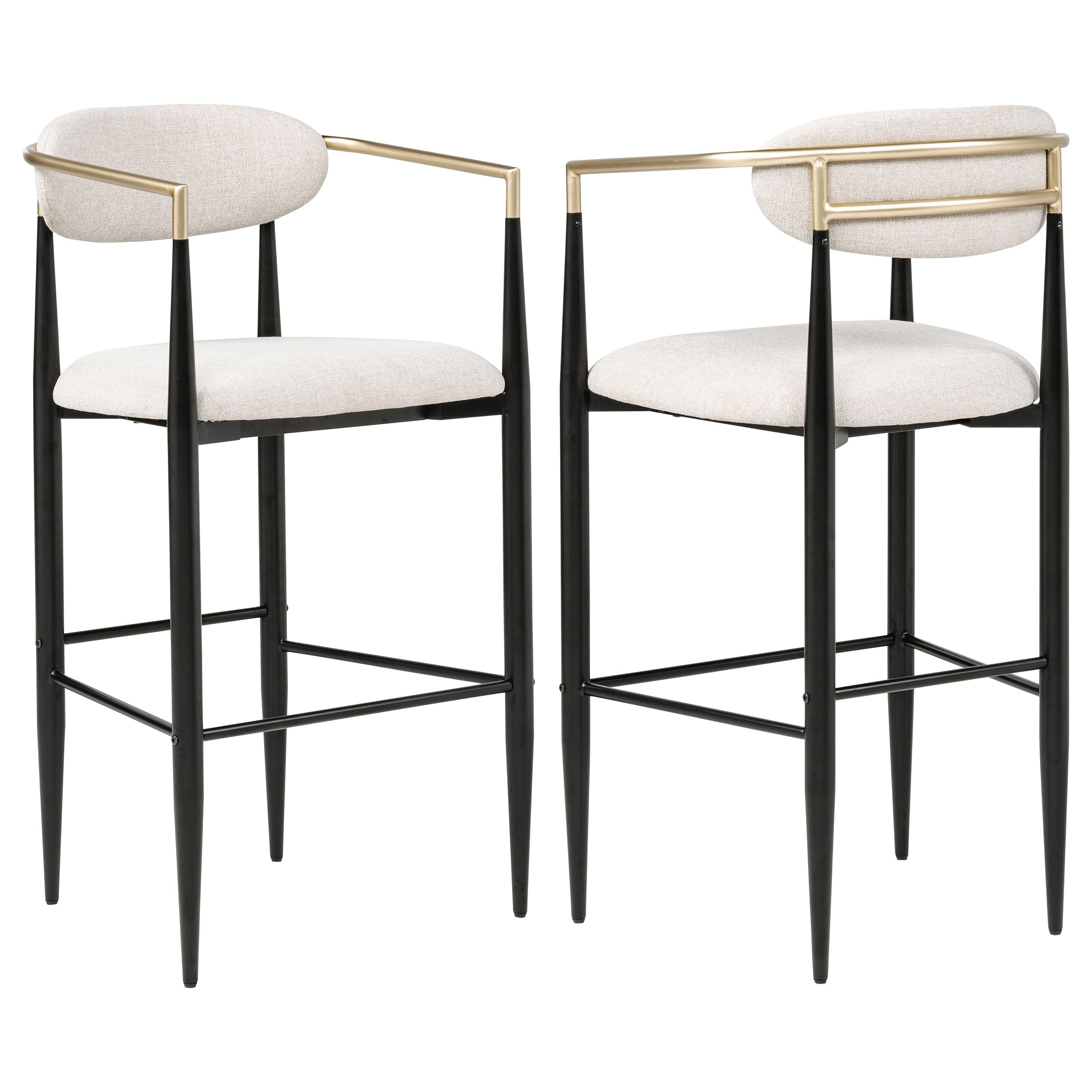 Tina Beige Fabric Upholstered Bar Chair (Set of 2)