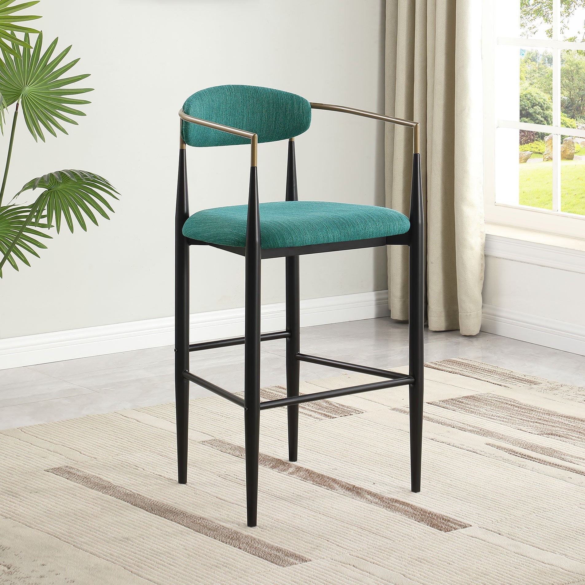 Tina Green Fabric Upholstered Bar Chair (Set of 2)