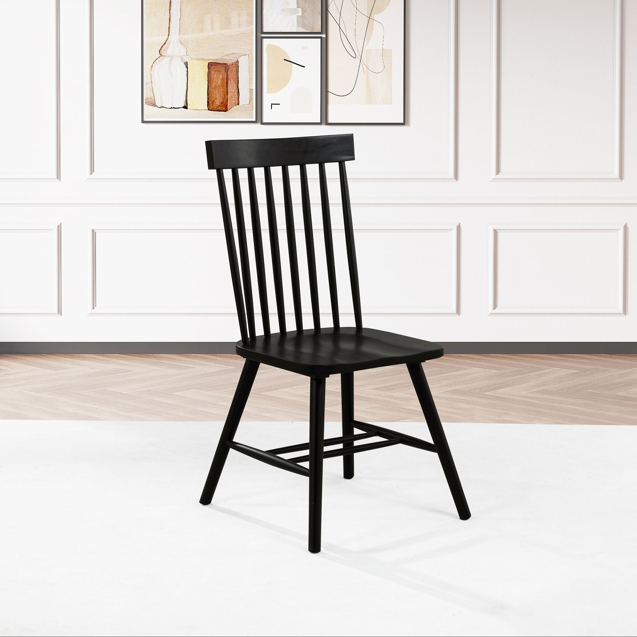 Andrews Windsor Spindle Back Black Dining Side Chair - Set of 2