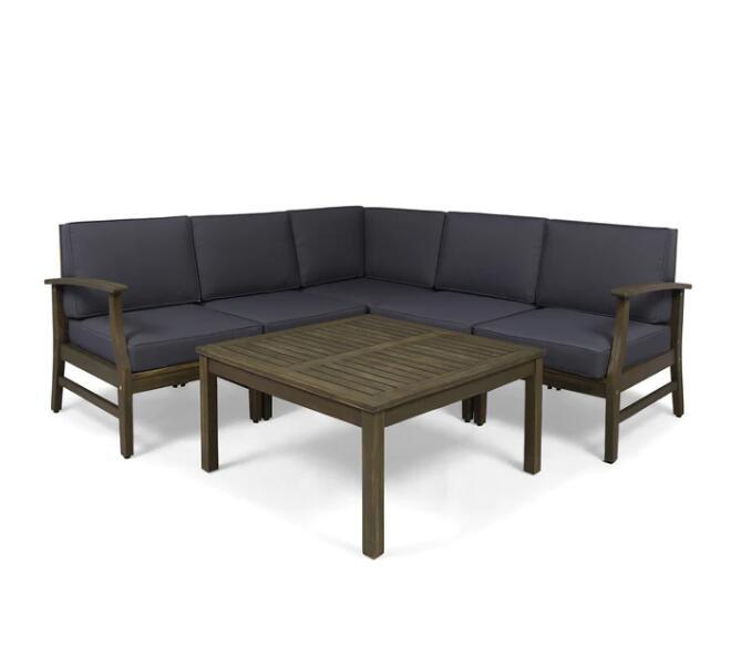 Perla Outdoor Sofa Set Patio Seating - Dark Gray
