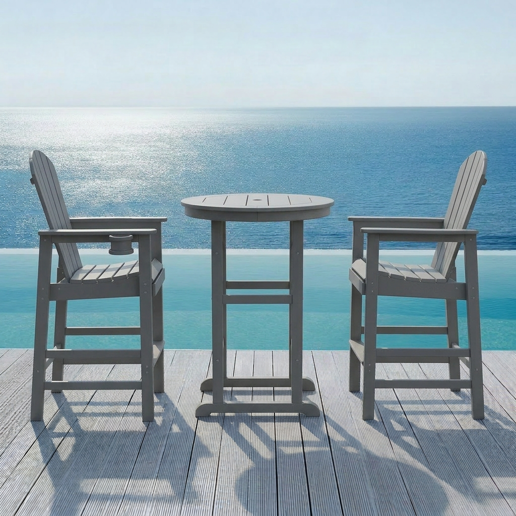 Hdpe Outdoor Bistro Set HDPE Frame - Gray