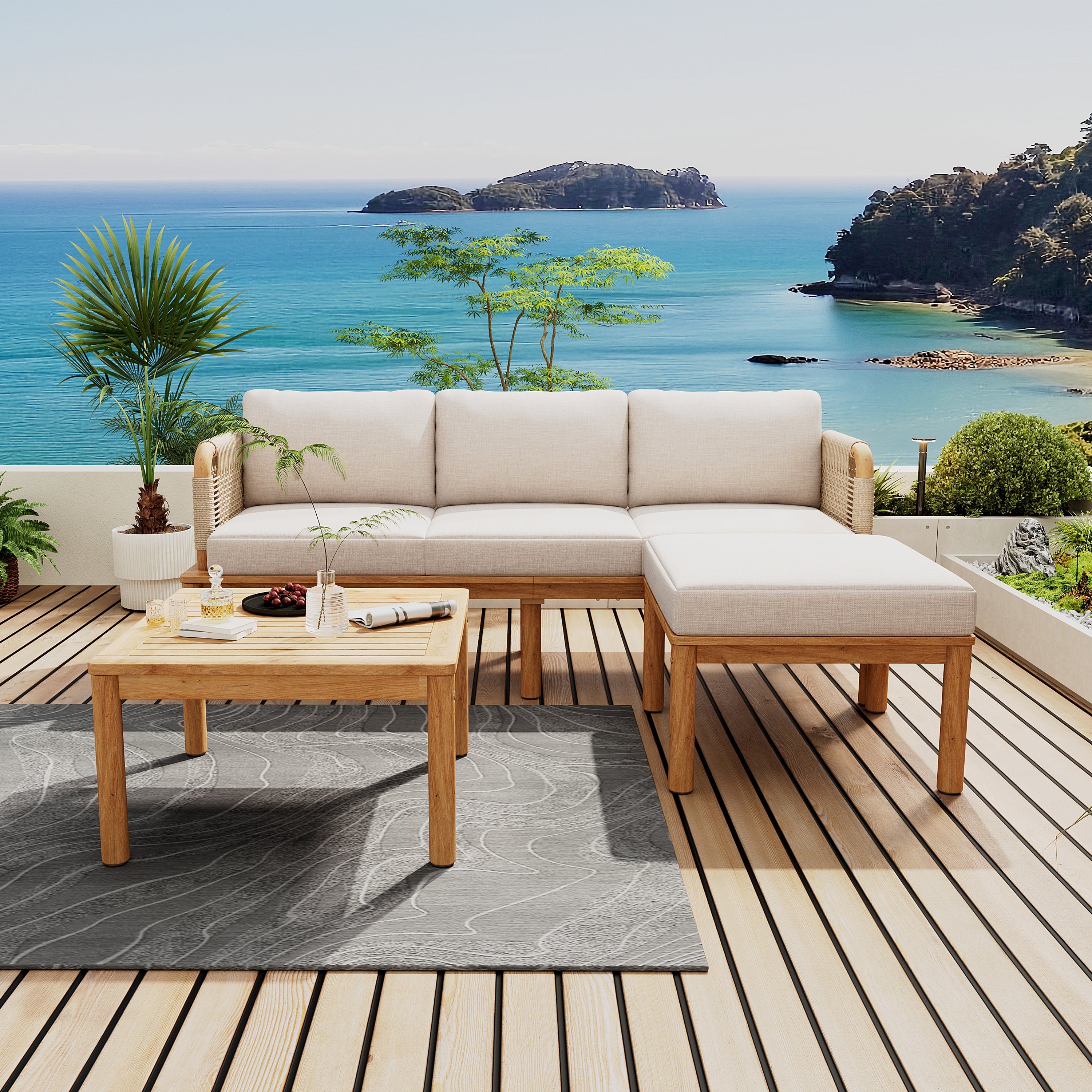 Outdoor Sofa Set Rope Detail