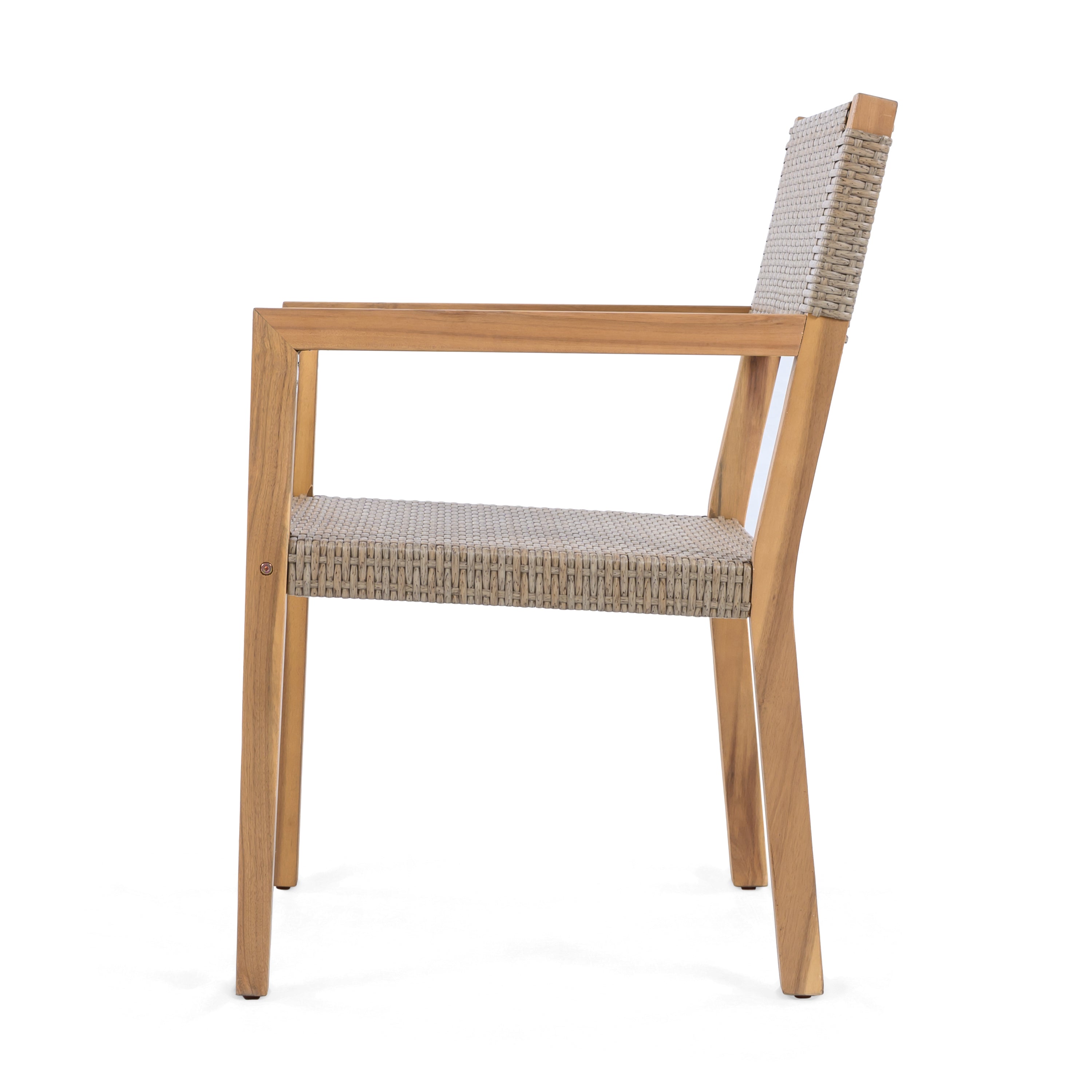 Outdoor Dining Chair Set Rattan Frame - Light Brown