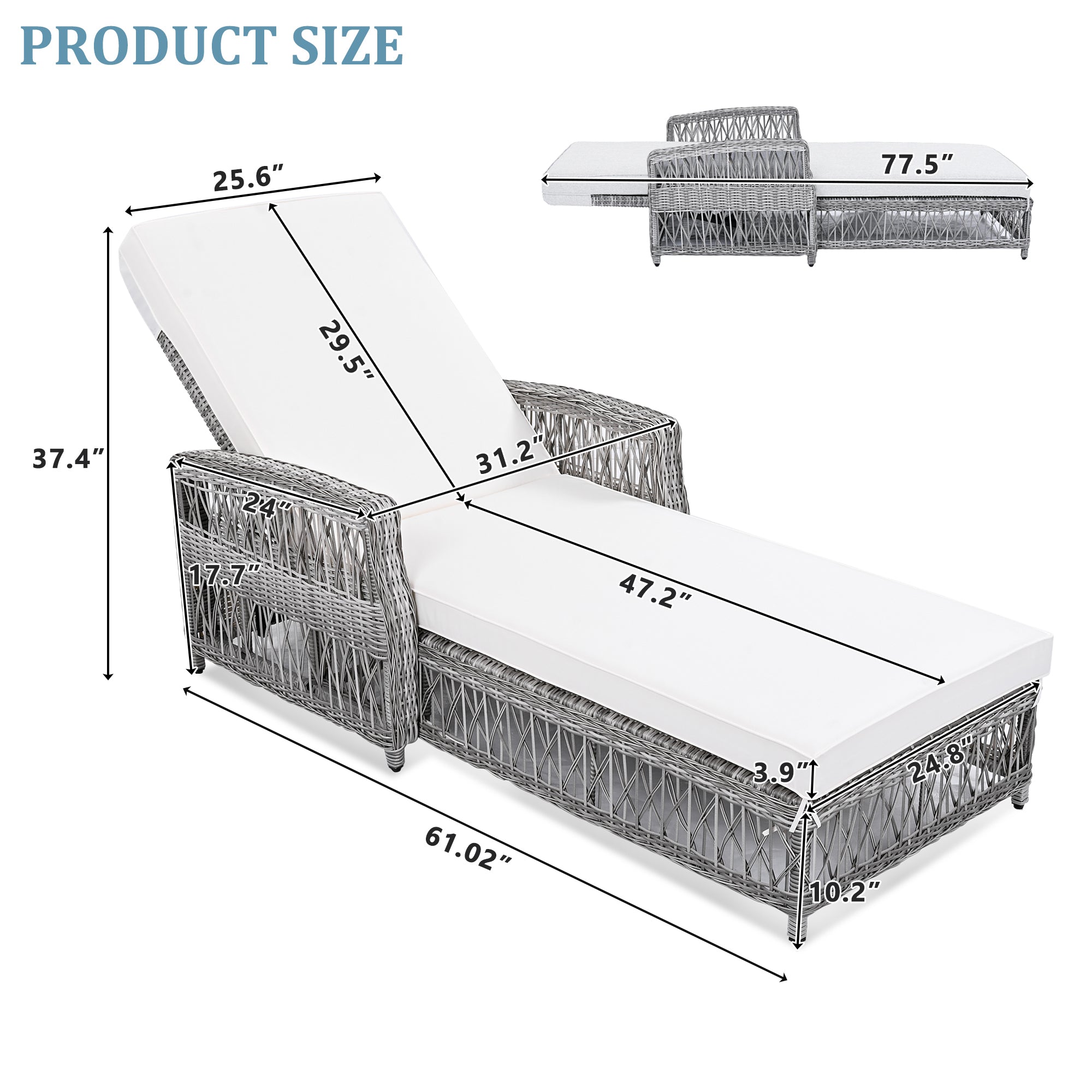 Go Outdoor Chaise Lounge Adjustable Back - Beige