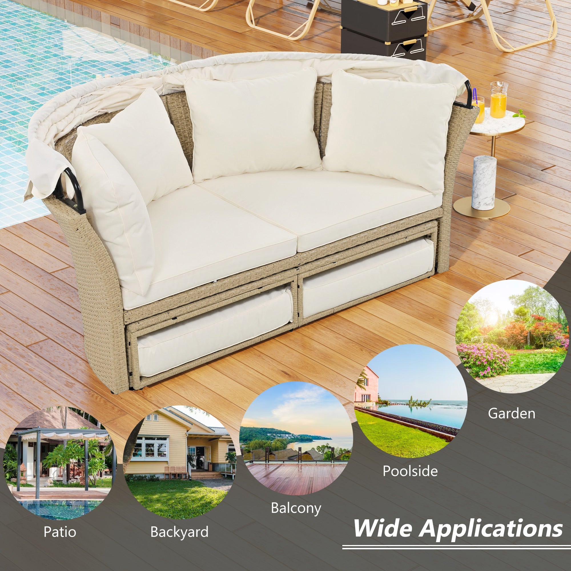 Daybed Outdoor Canopy Daybed Canopy Design - Beige