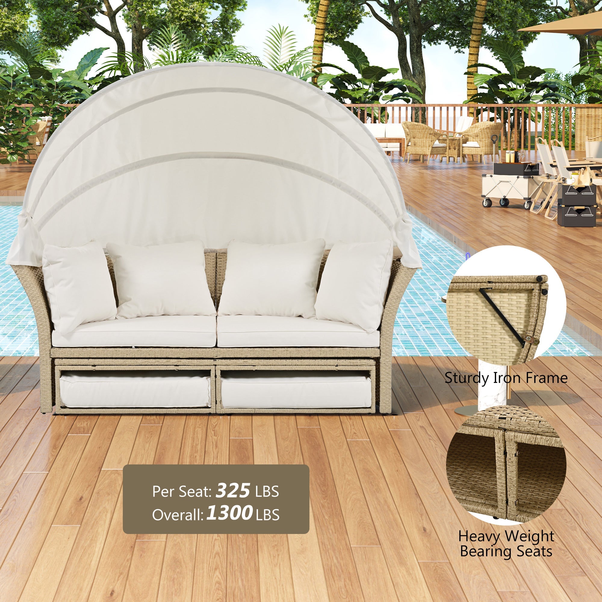Daybed Outdoor Canopy Daybed Canopy Design - Beige