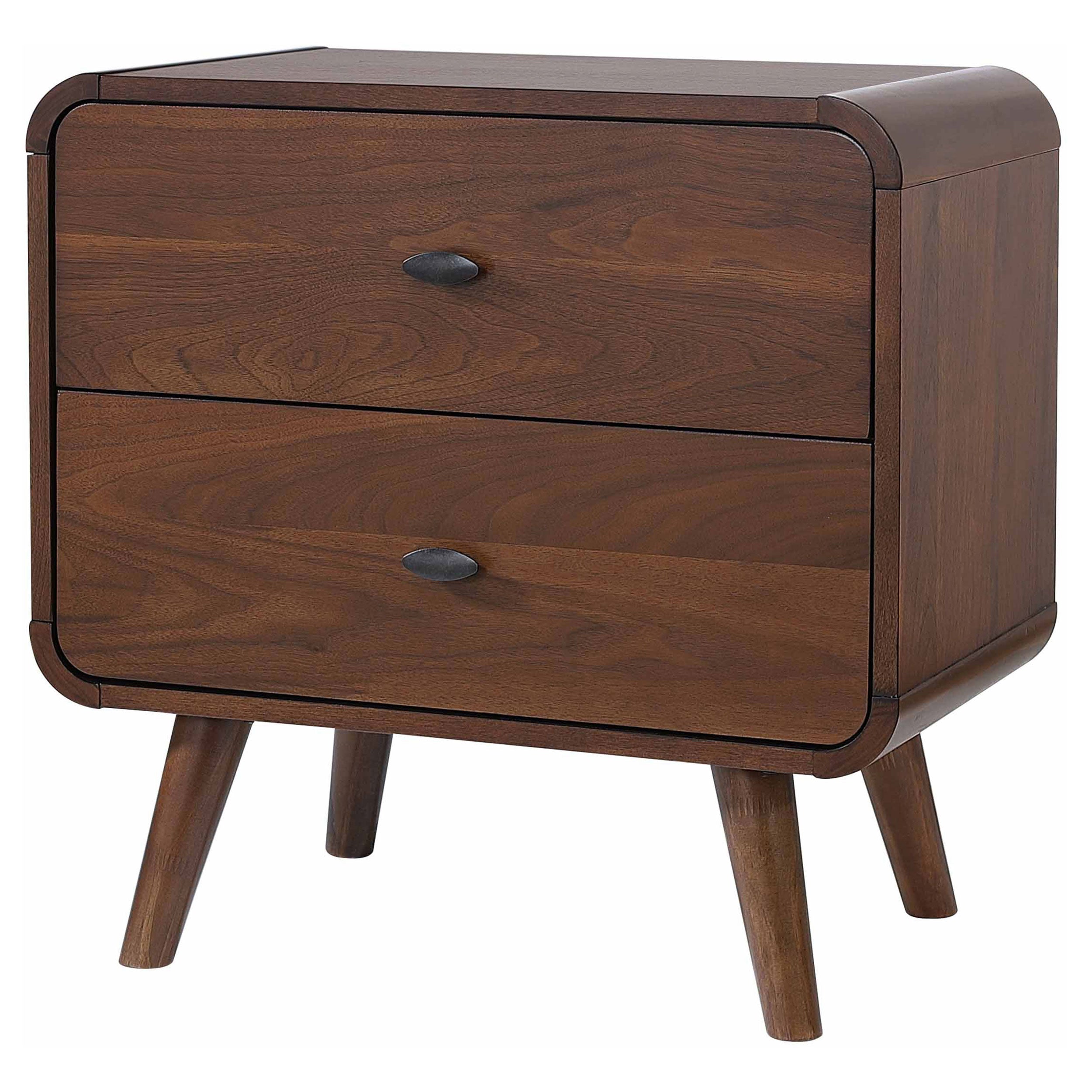Robyn 2-drawer Walnut Nightstand Bedside Table