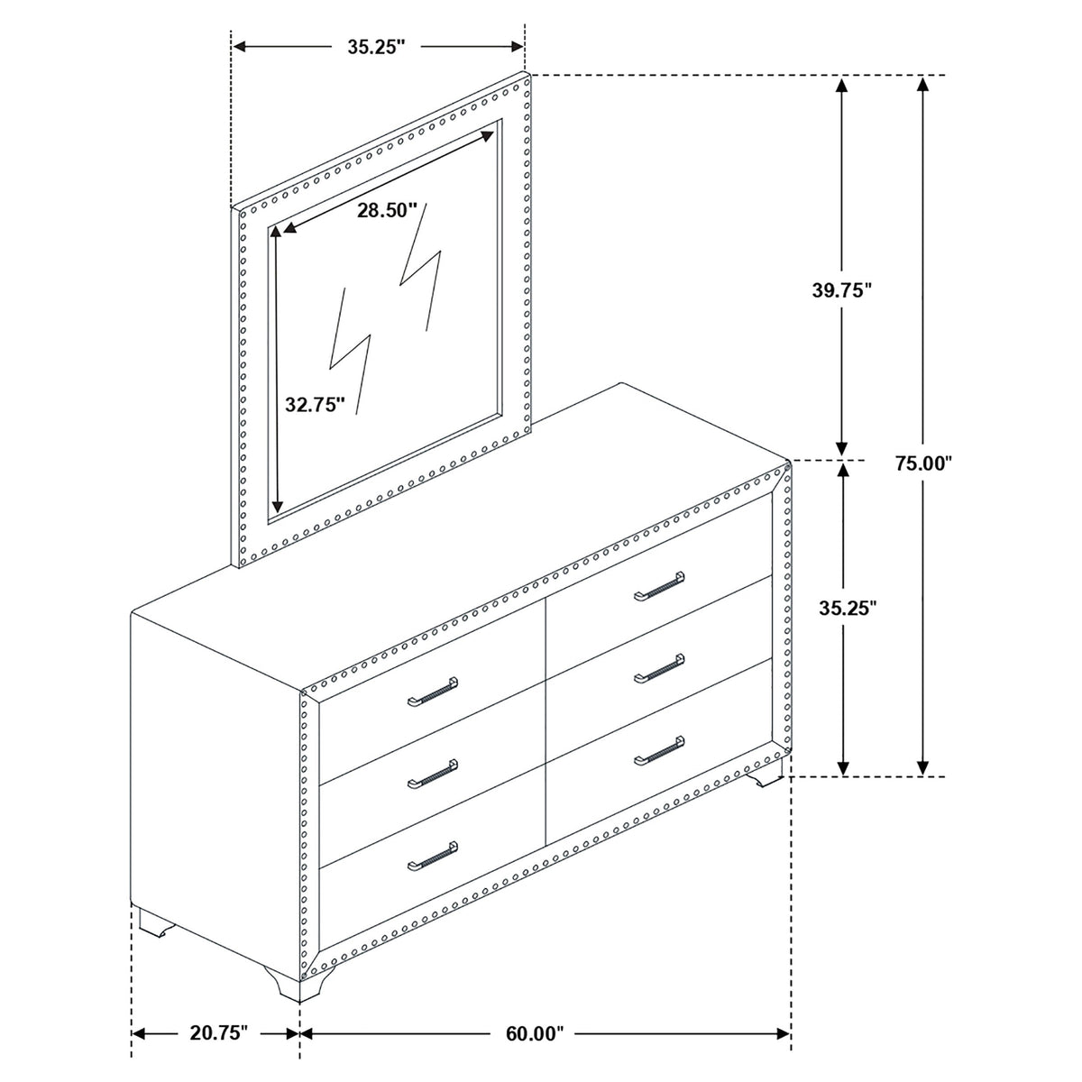 Melody Dresser with Mirrors