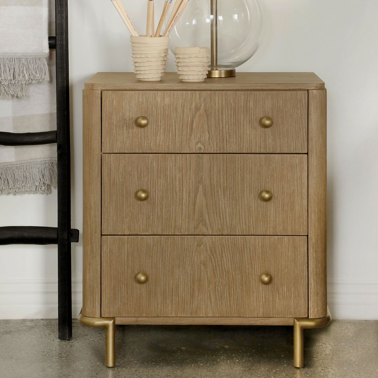 Arini 3-Drawer Sand Nightstand