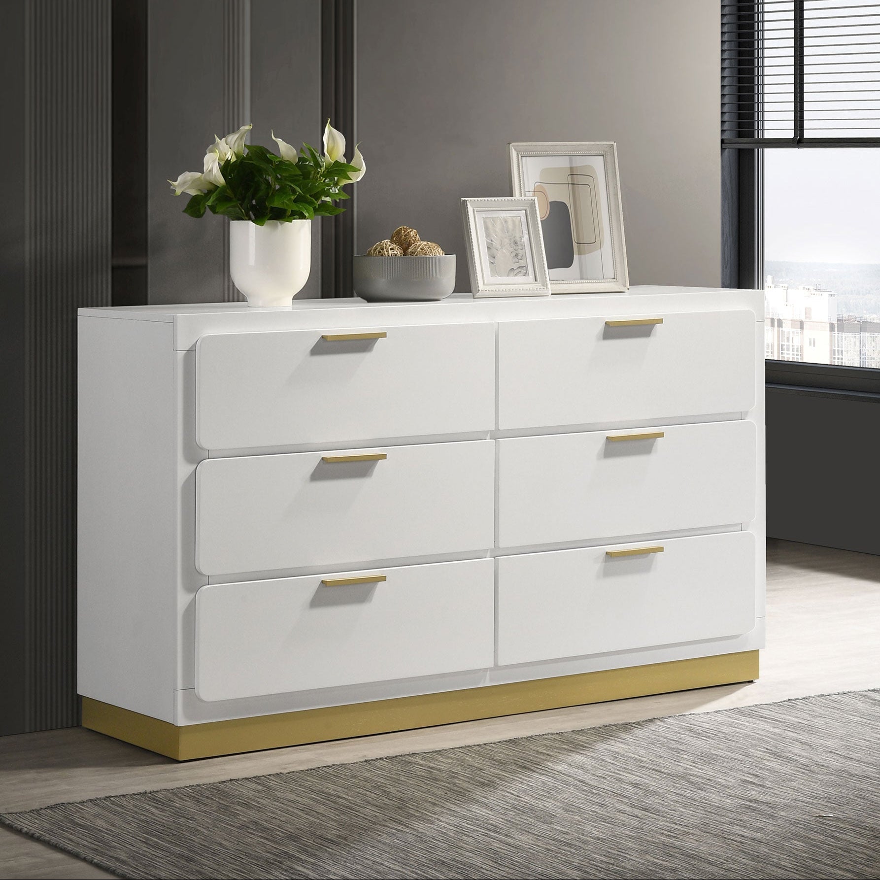 Caraway 6-drawer White Dresser