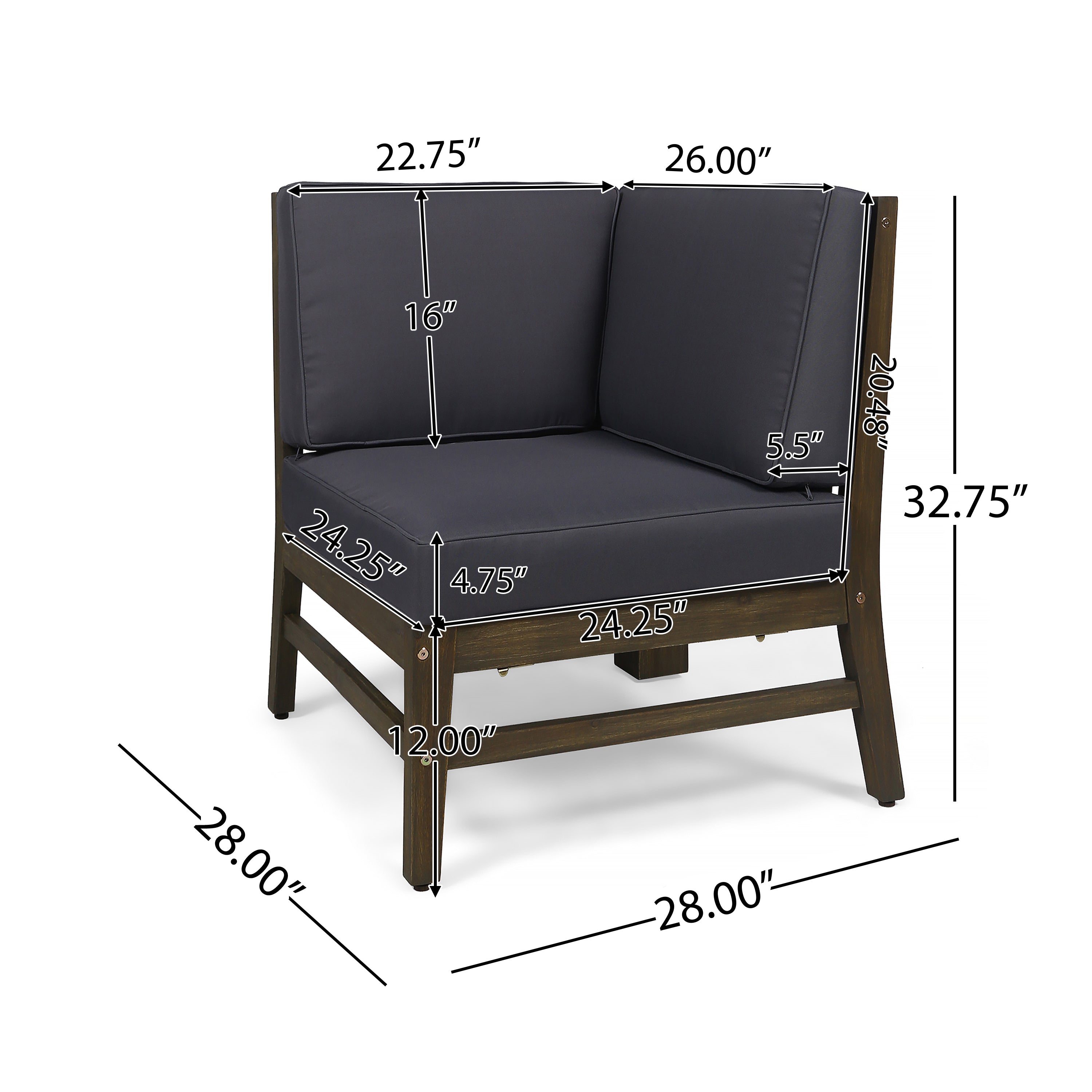 Perla Outdoor Sofa Set Patio Seating - Dark Gray