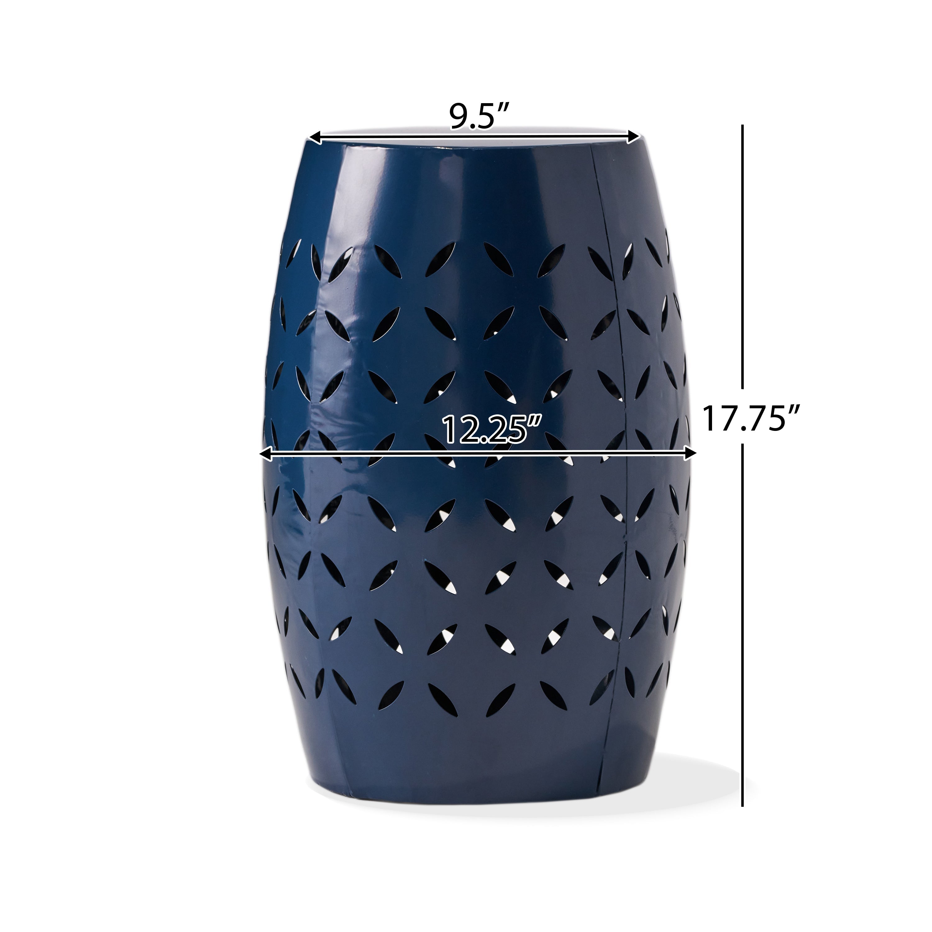 Lace-Cut Outdoor Side Table Patio Accent - Navy Blue