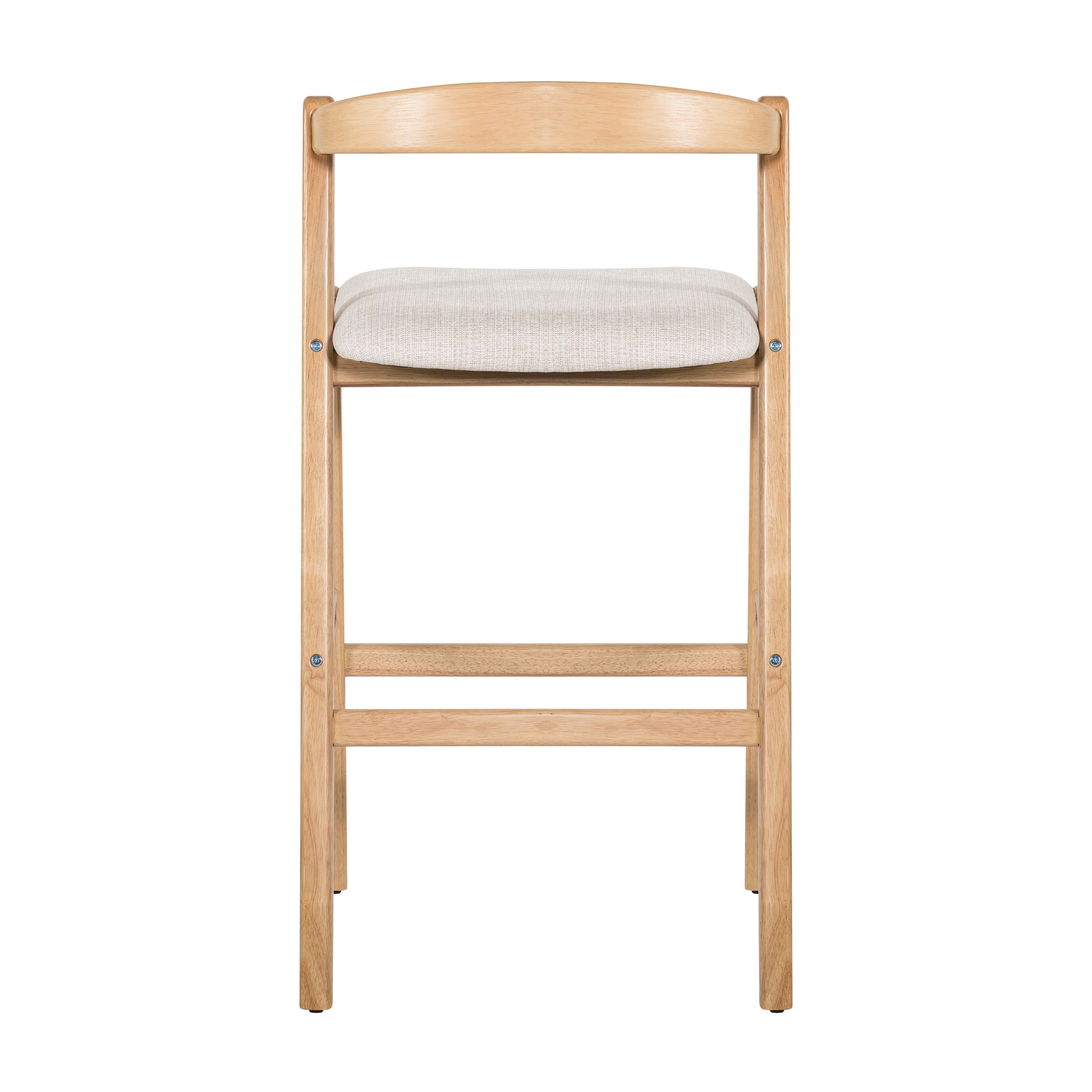 Balmain Indoor Rubberwood Barstool, Natural Finished and Beige Upholstery, Set of 2