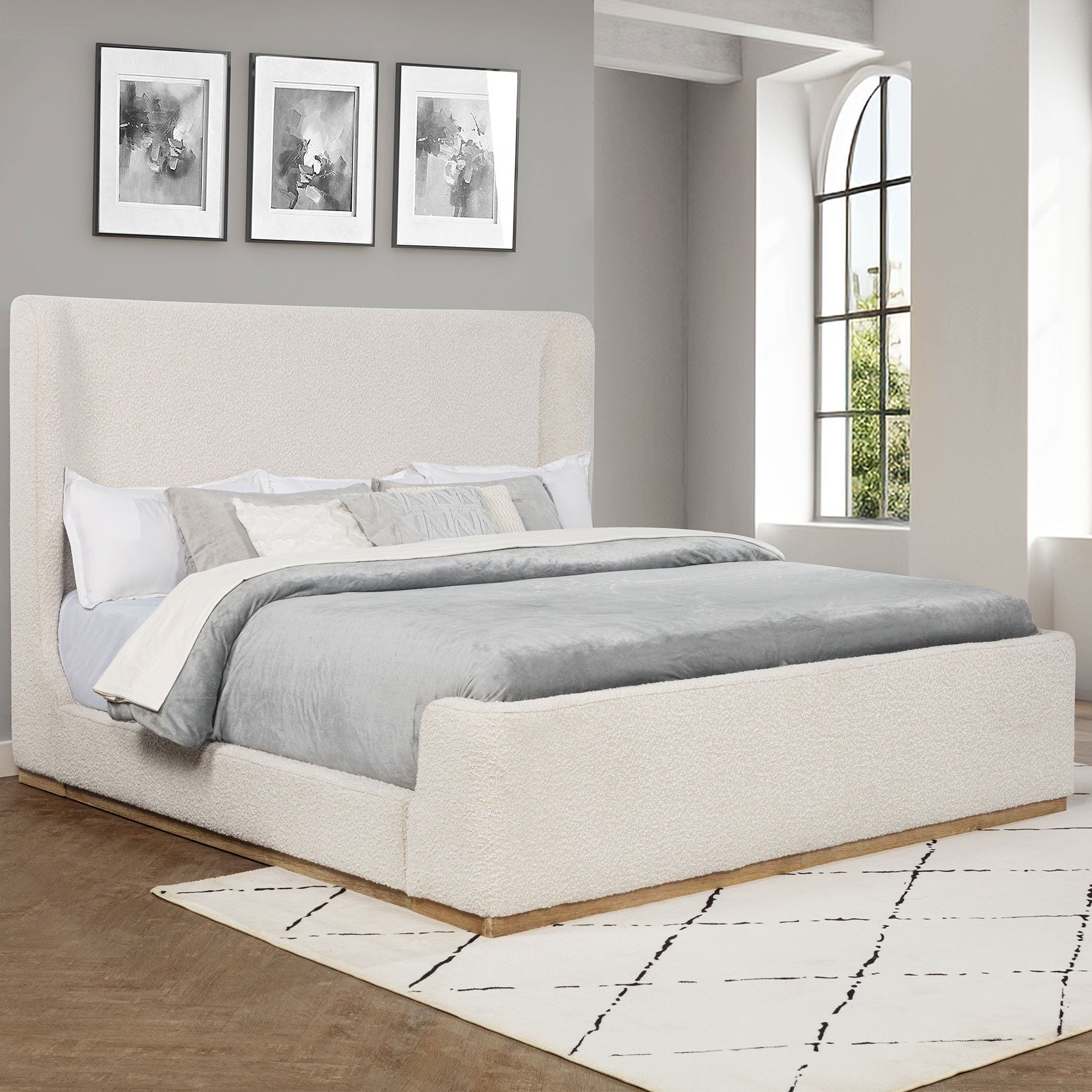 Nala Upholstered Sleigh Bed Cream