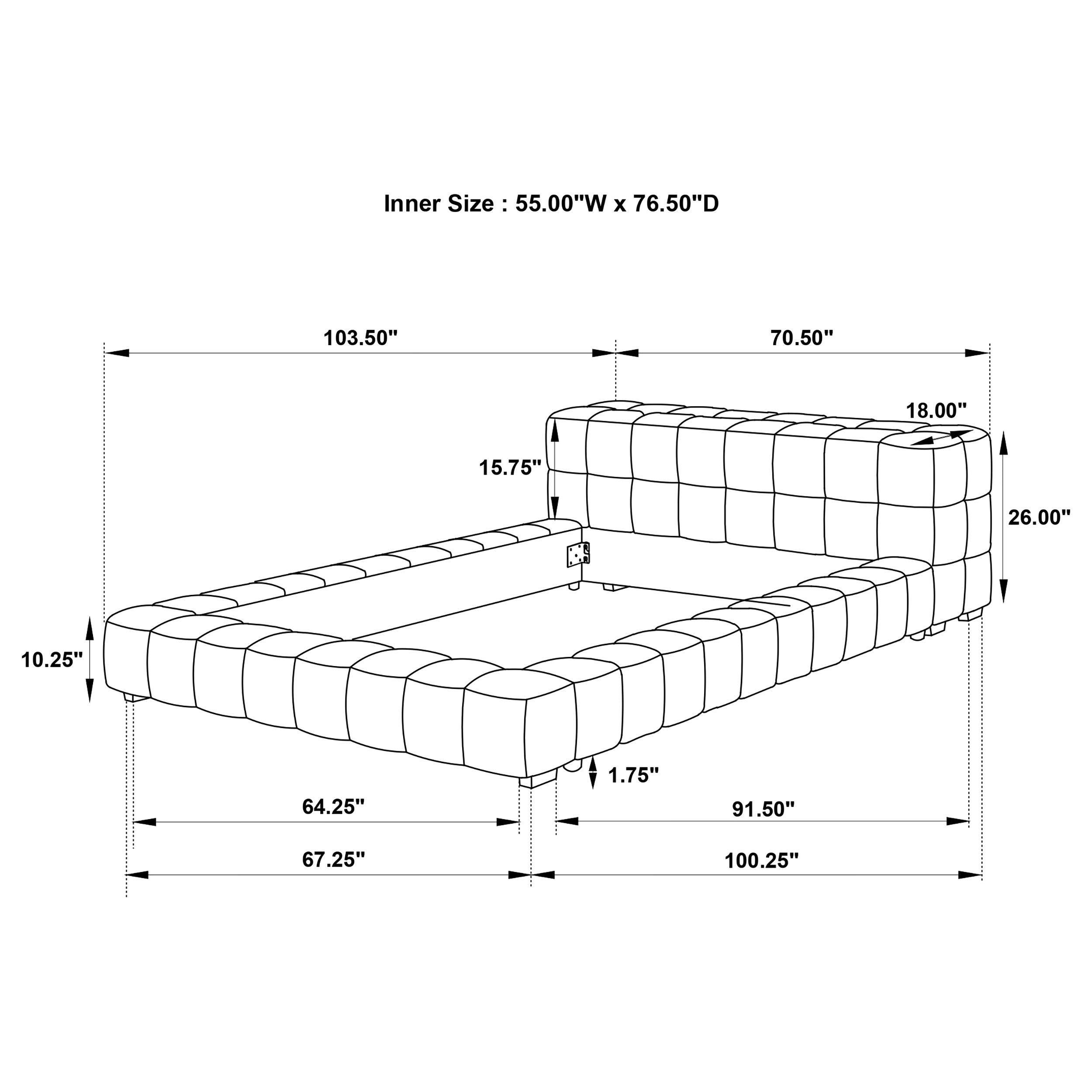 Trinity Upholstered Full Size Platform Bed Light Taupe