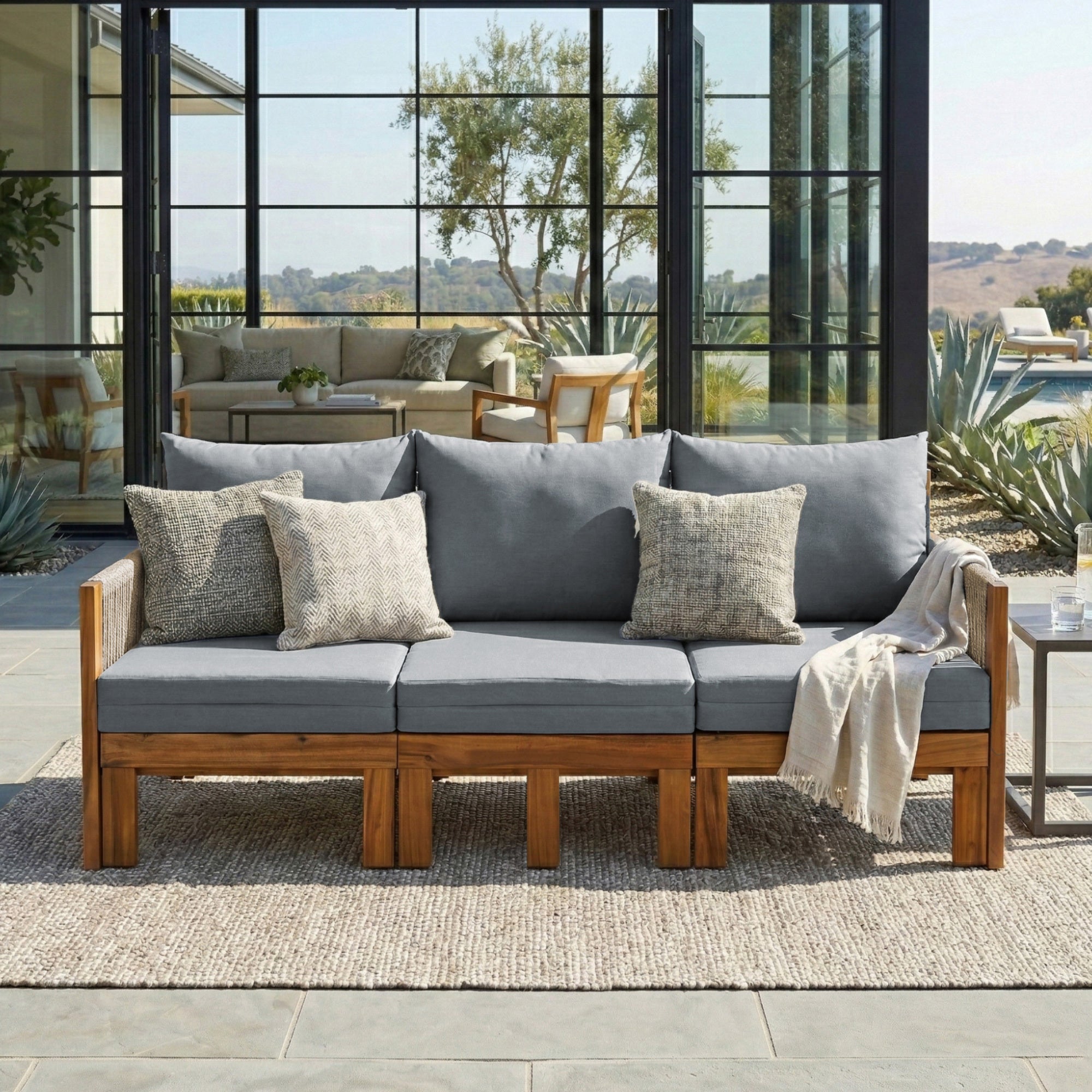 Daybed Outdoor Canopy Daybed Cushioned Seating - Gray