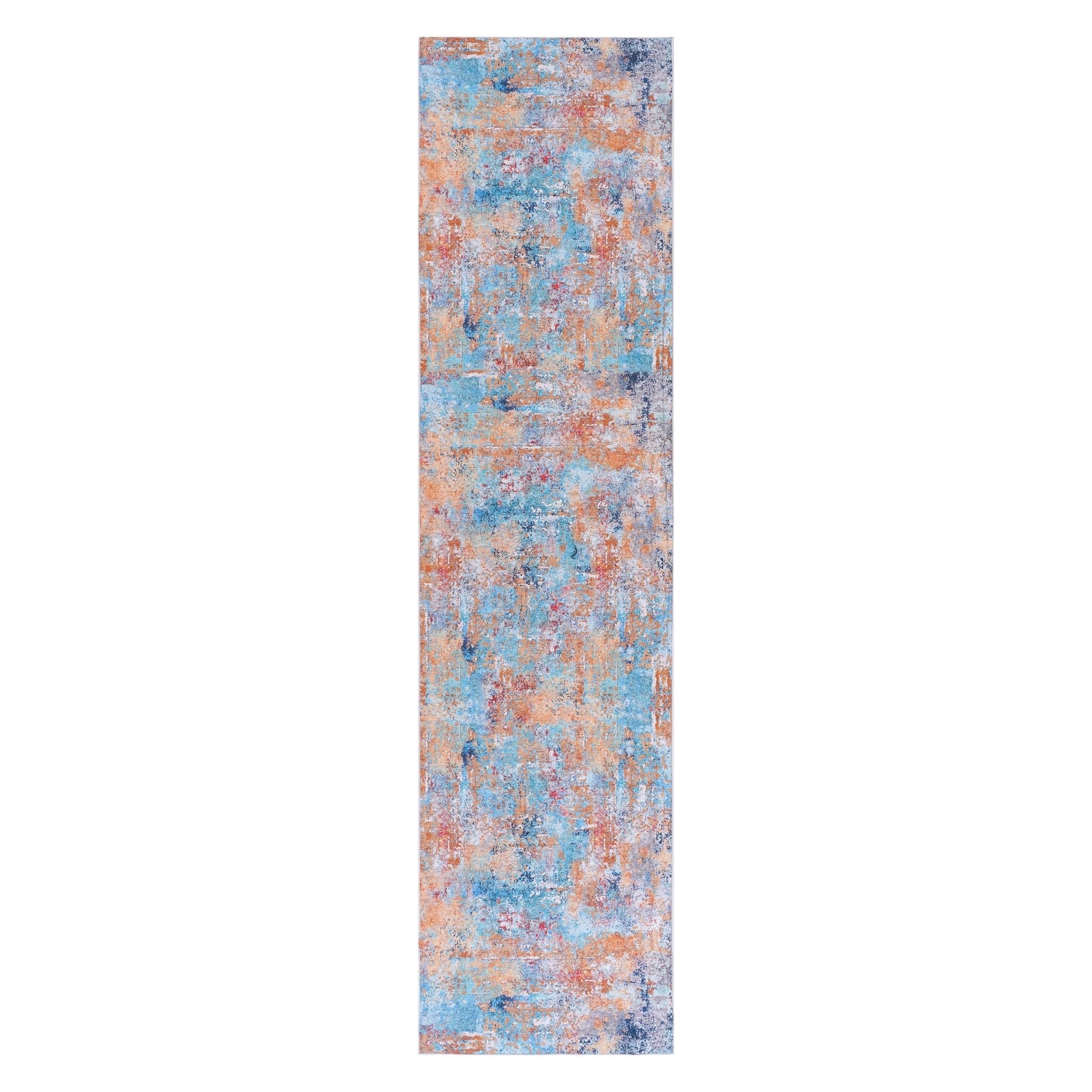 Layla 2'6'' x 10' Multi Color Machine Washable Low-Pile, Non-Slip, Non-Shedding, Foldable, Kid & Pet Friendly Area Rug