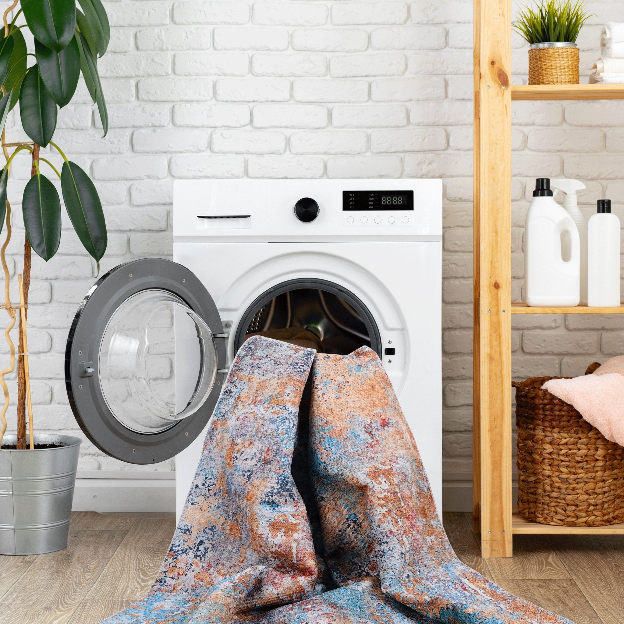 Layla 8' x 10' Multi Color Machine Washable Low-Pile, Non-Slip, Non-Shedding, Foldable, Kid & Pet Friendly Area Rug