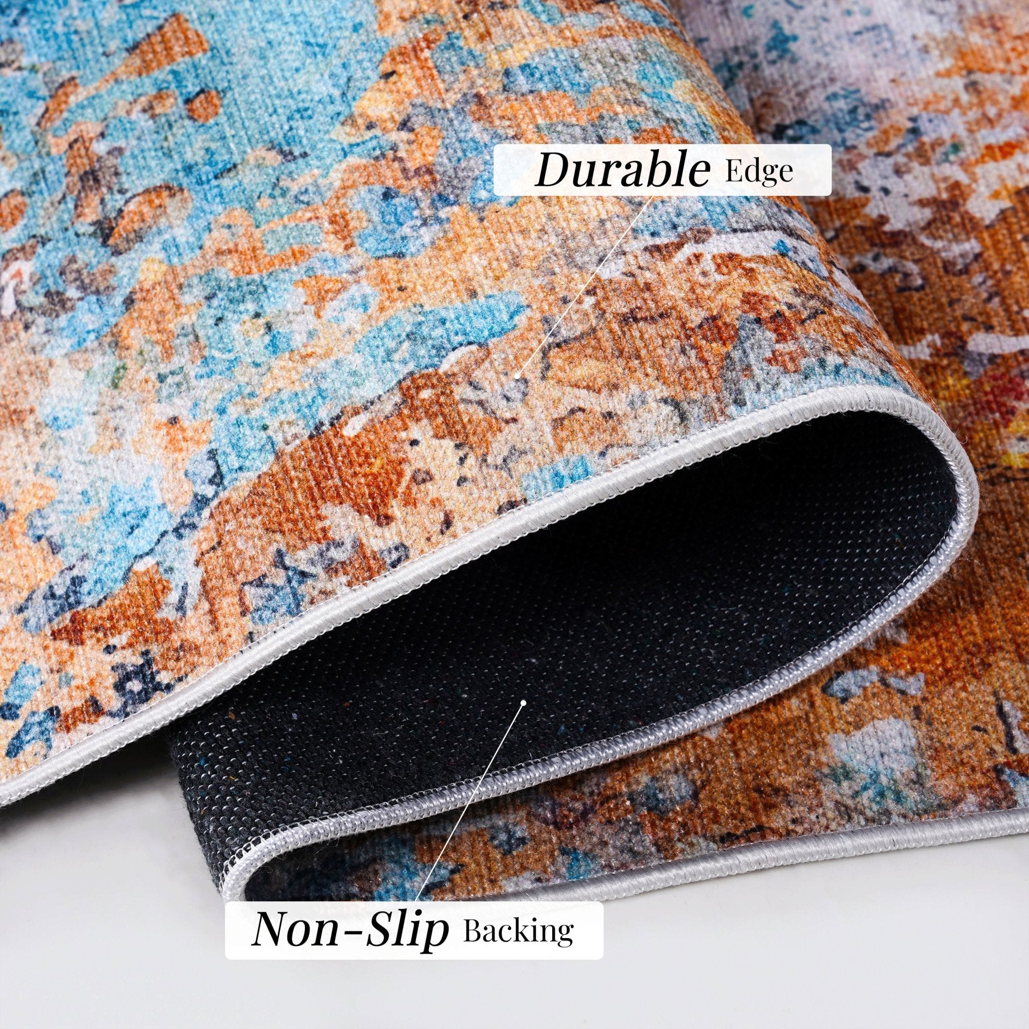 Layla 5' x 8' Multi Color Machine Washable Low-Pile, Non-Slip, Non-Shedding, Foldable, Kid & Pet Friendly Area Rug