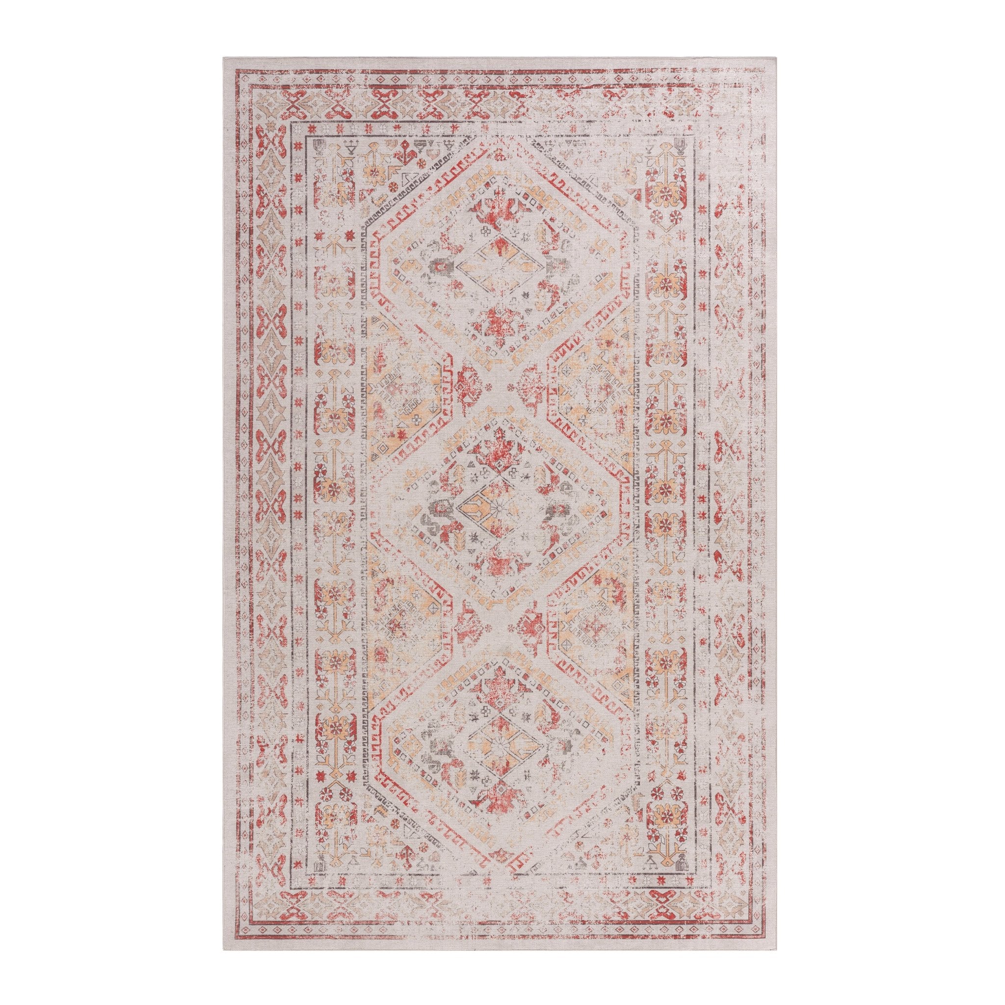 Kaden 4' x 6' Beige/ Machine Washable Low-Pile, Non-Slip, Non-Shedding, Foldable, Kid & Pet Friendly Area Rug
