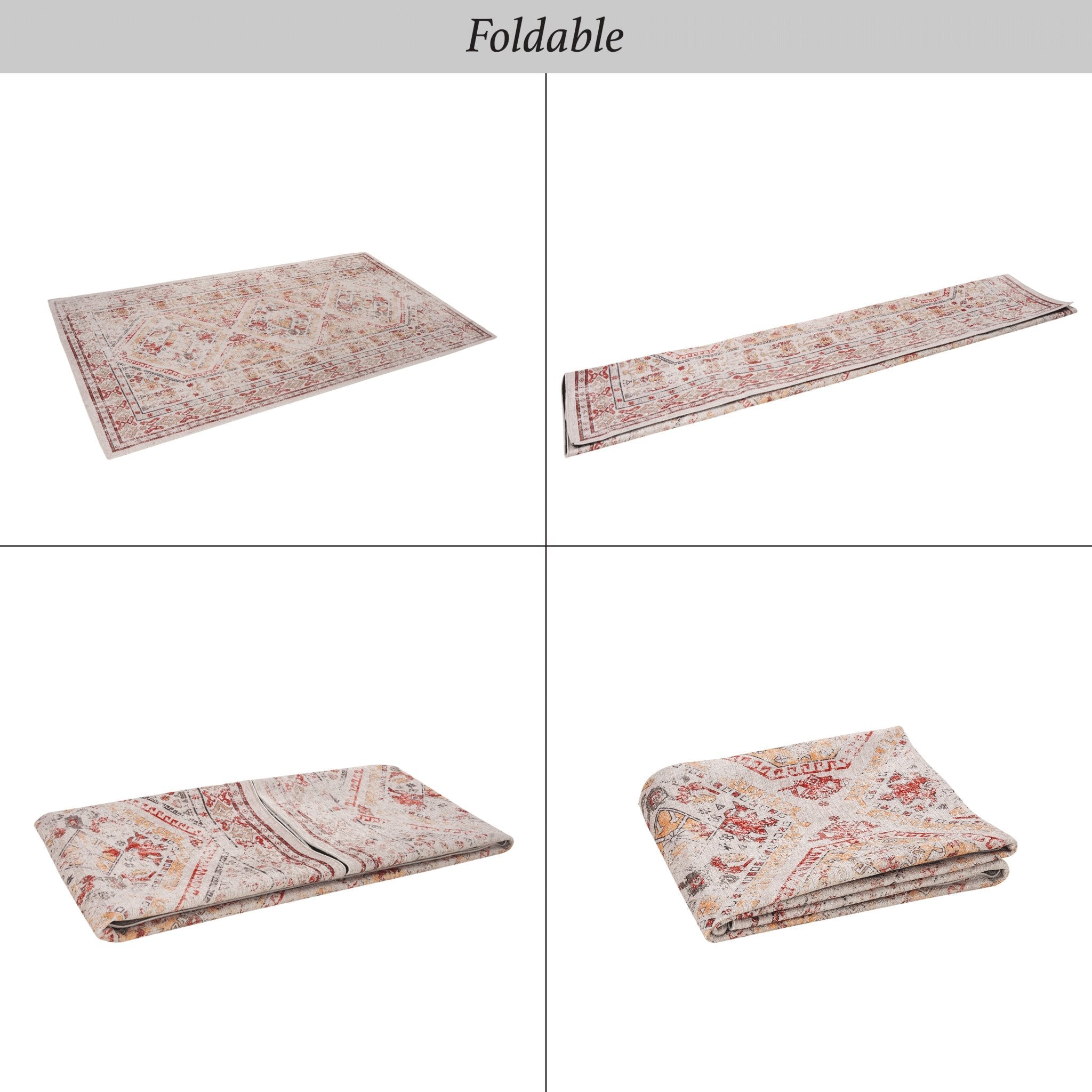 Kaden 2'6'' x 10' Beige/ Machine Washable Low-Pile, Non-Slip, Non-Shedding, Foldable, Kid & Pet Friendly Area Rug