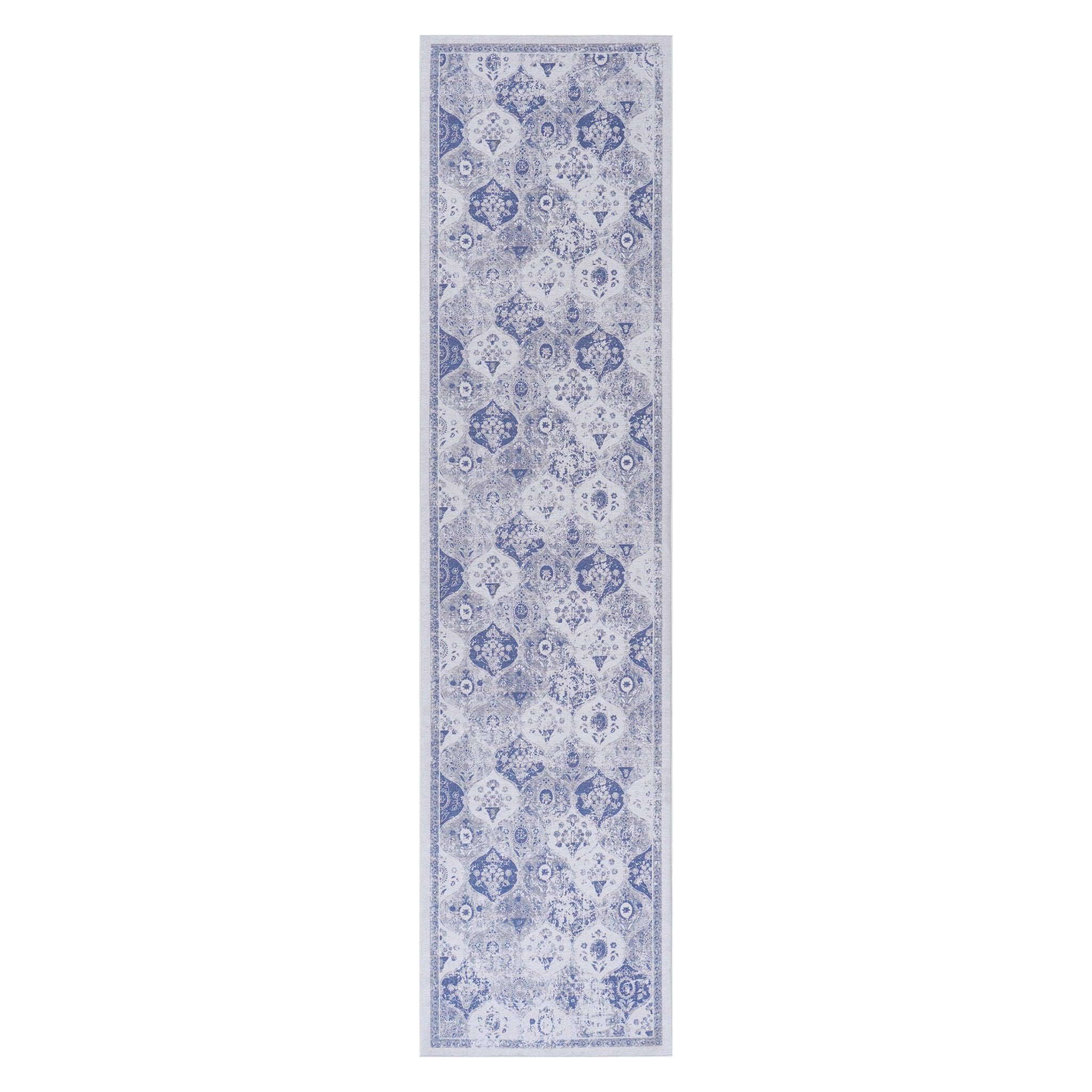 Rigo 2'6'' x 10' Blue/ Machine Washable Low-Pile, Non-Slip, Non-Shedding, Foldable, Kid & Pet Friendly Area Rug