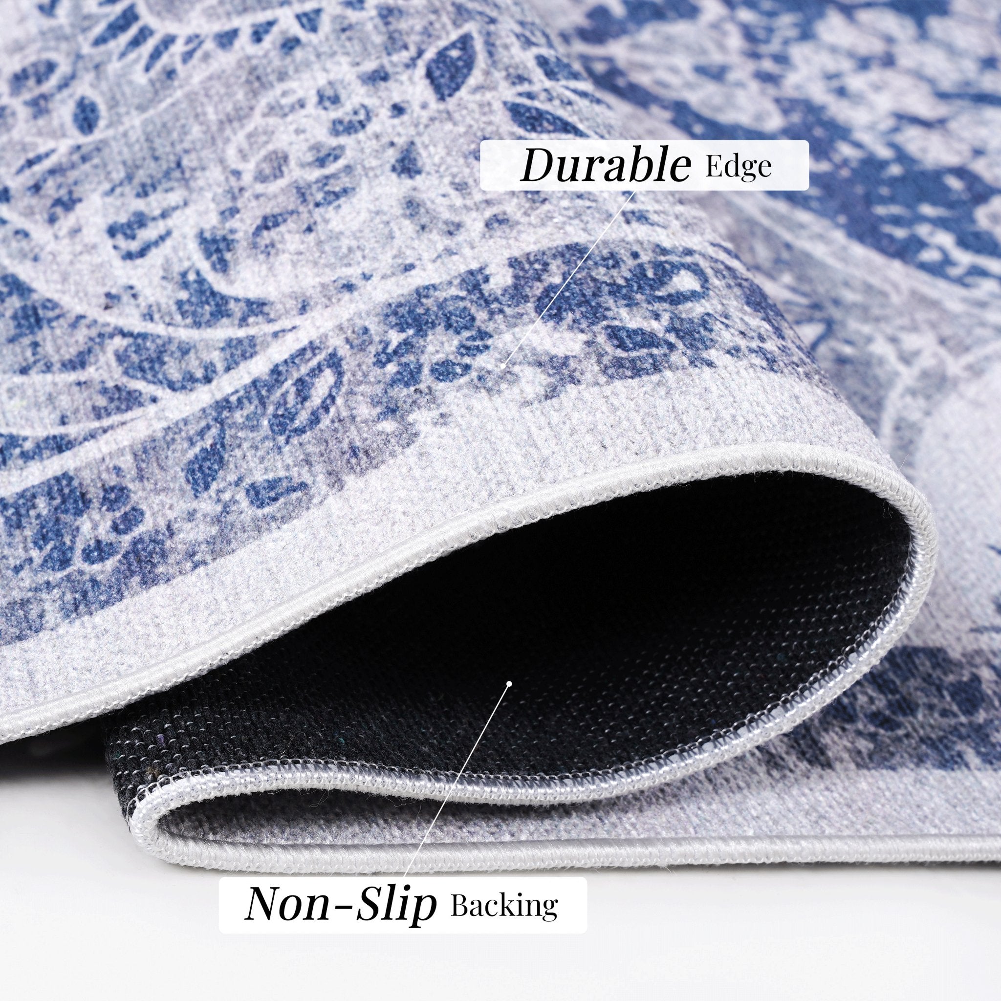 Rigo 4' x 6' Blue/ Machine Washable Low-Pile, Non-Slip, Non-Shedding, Foldable, Kid & Pet Friendly Area Rug