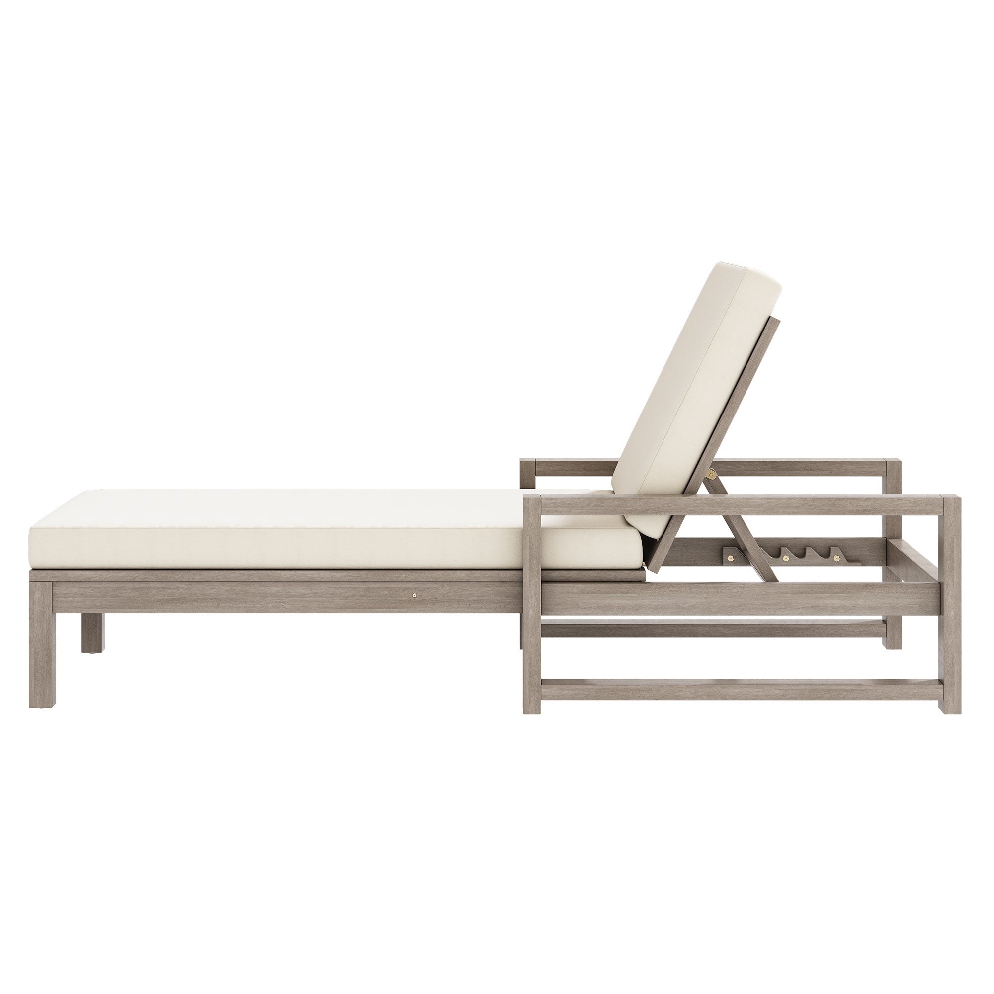 Trexm Outdoor Chaise Lounge Set Adjustable Back - Gray