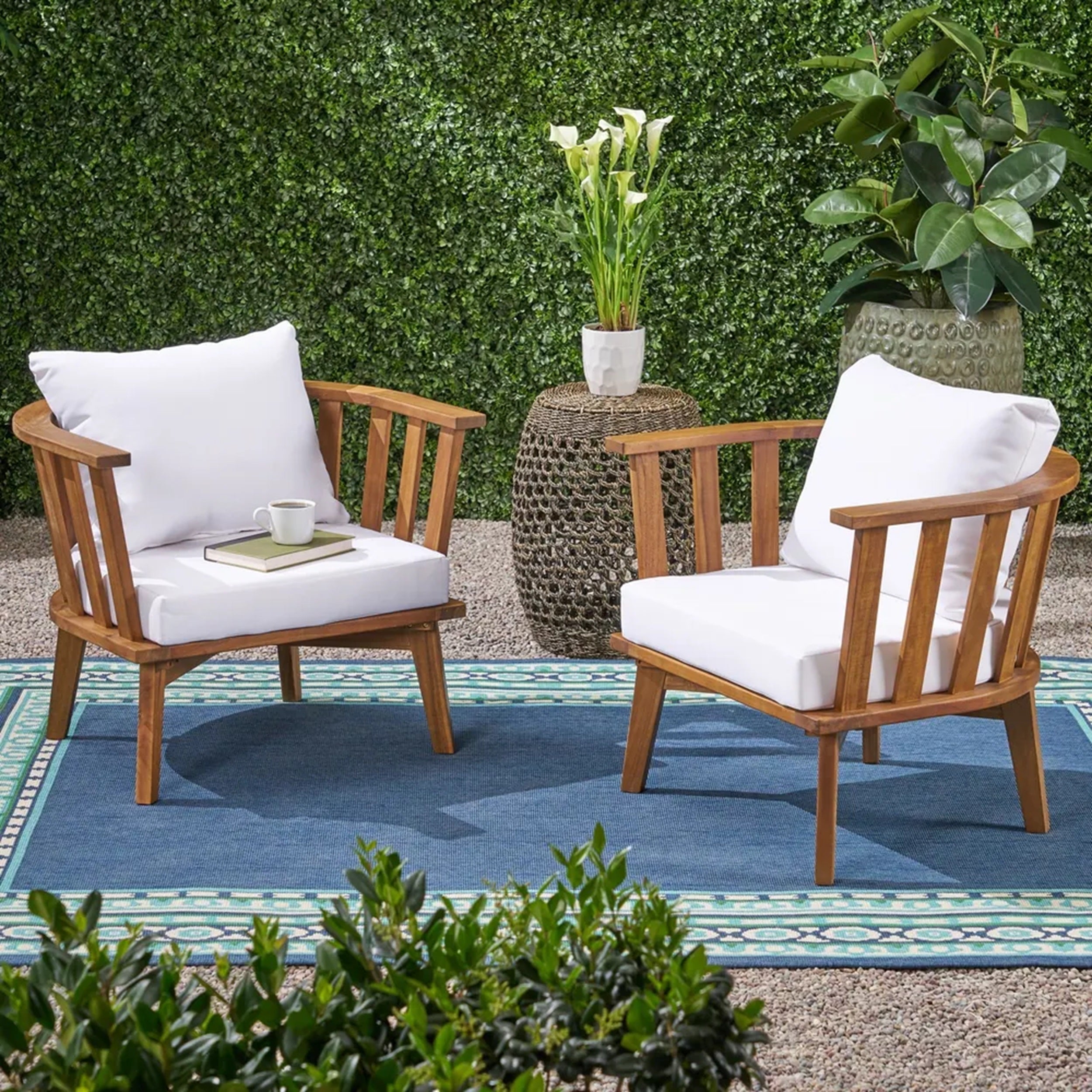 Outdoor Club Chair Cushioned Seating - Teak