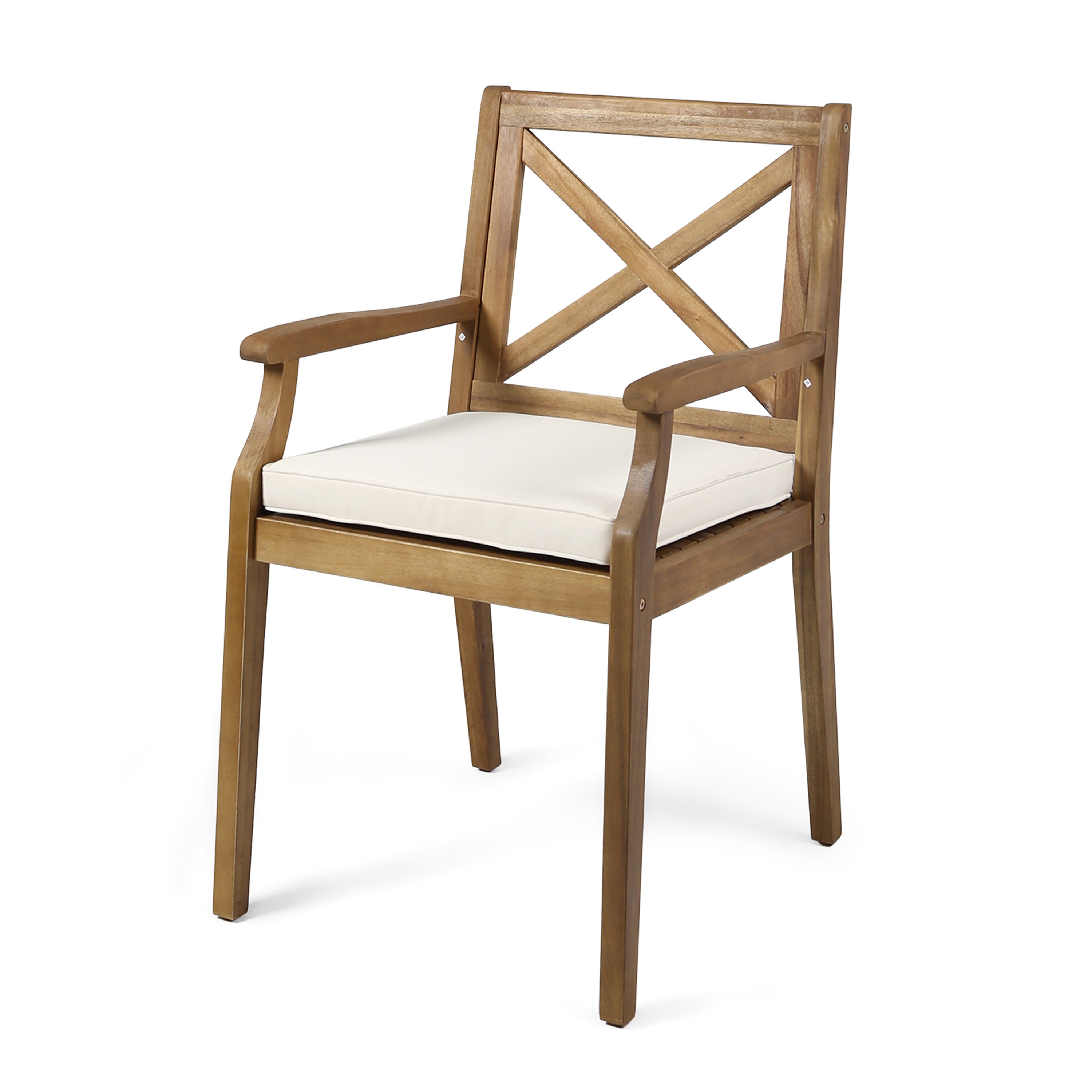 Outdoor Dining Set Cushioned Seating - Cream