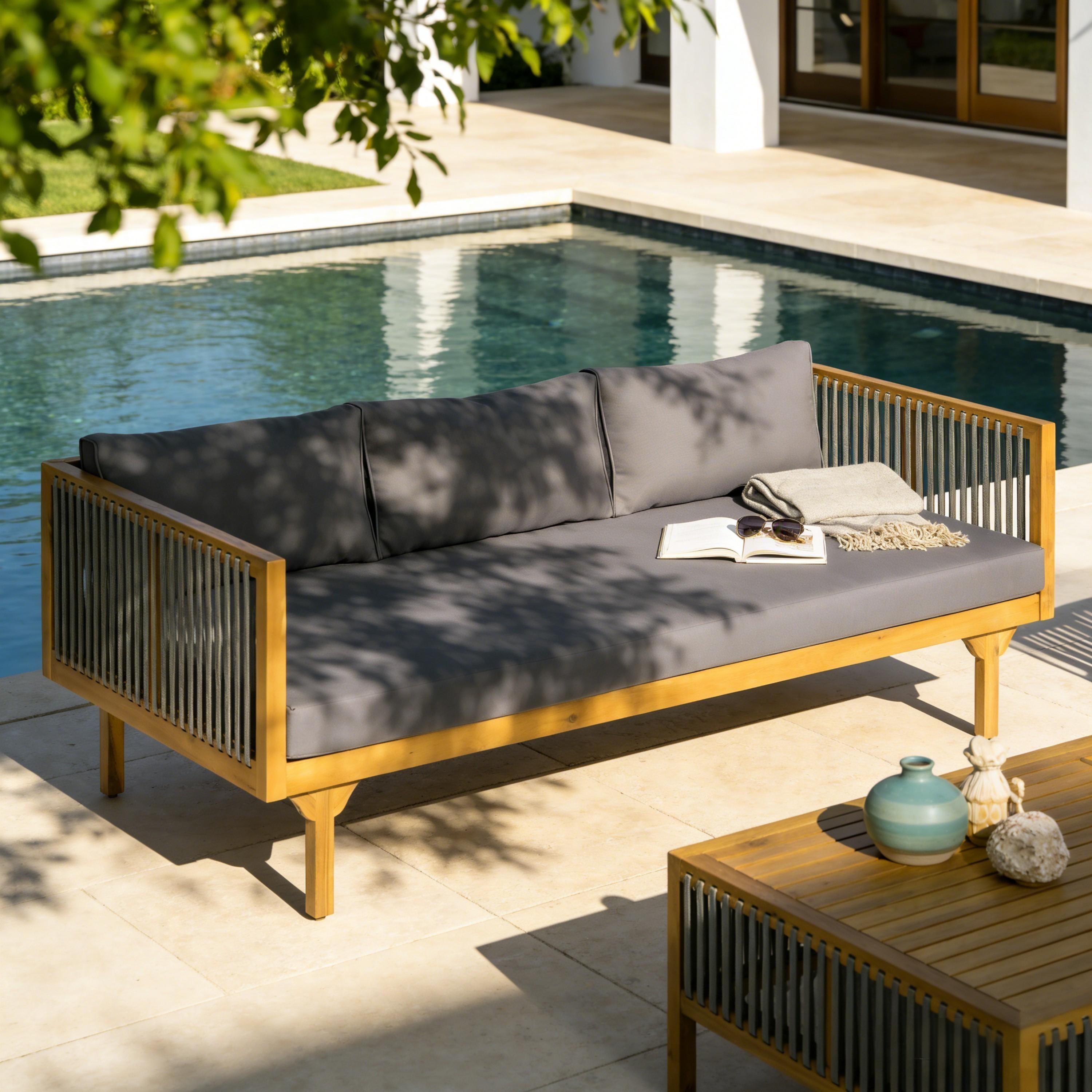 Outdoor Sofa Water-Resistant Cushions - Teak
