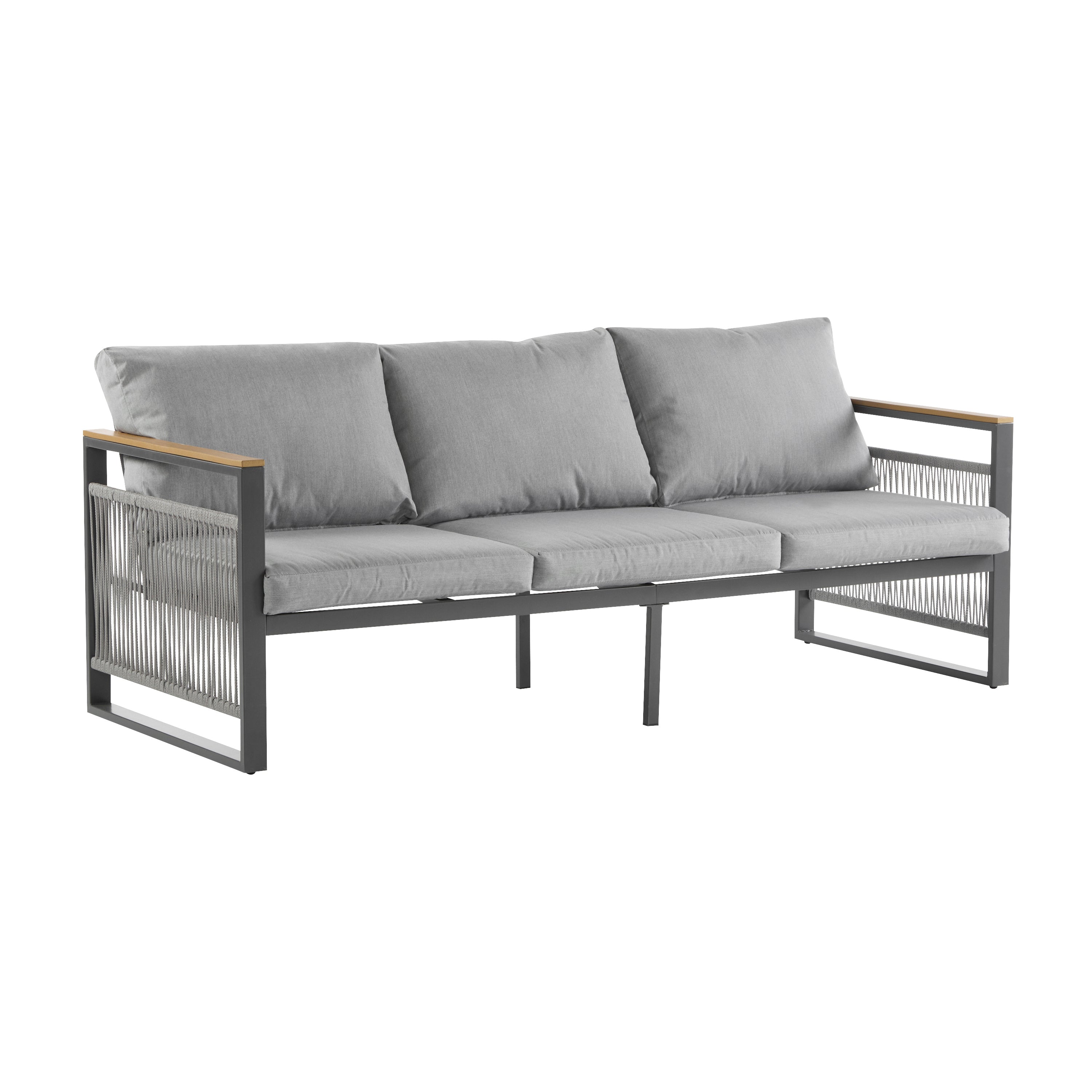 Outdoor Sofa Set Cushioned Seating - Gray