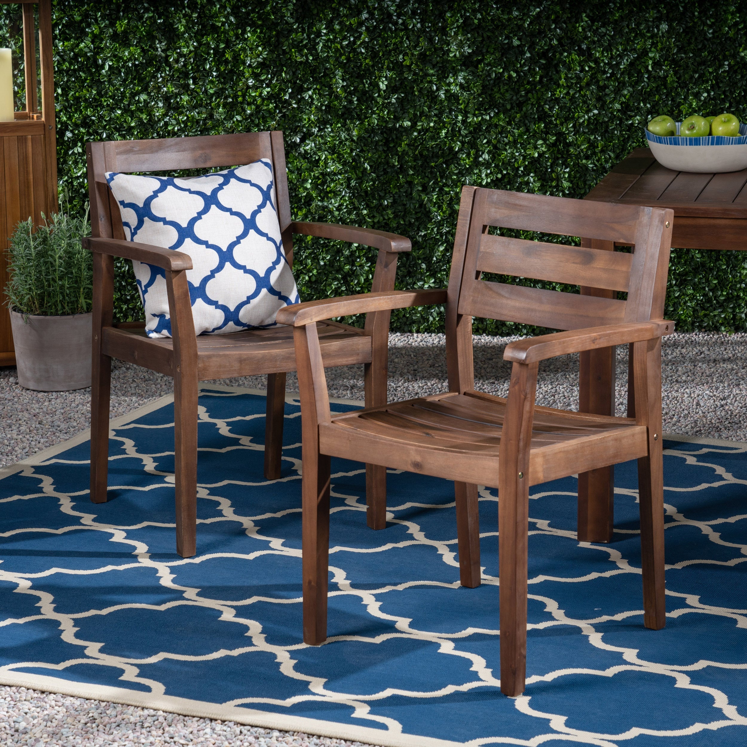 Stamford Outdoor Dining Chair Set Acacia Wood - Dark Brown