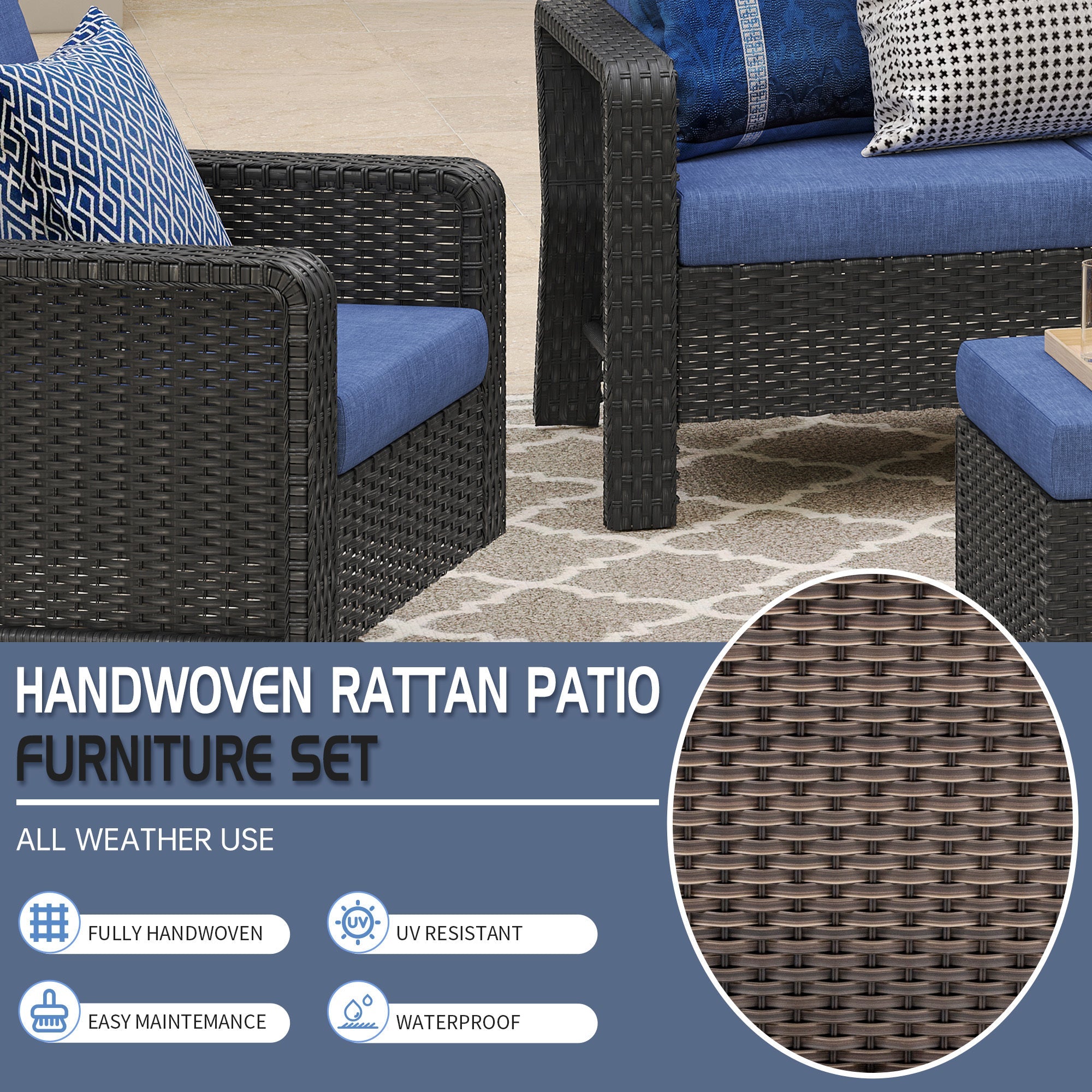 Woven Outdoor Sofa Rattan Frame