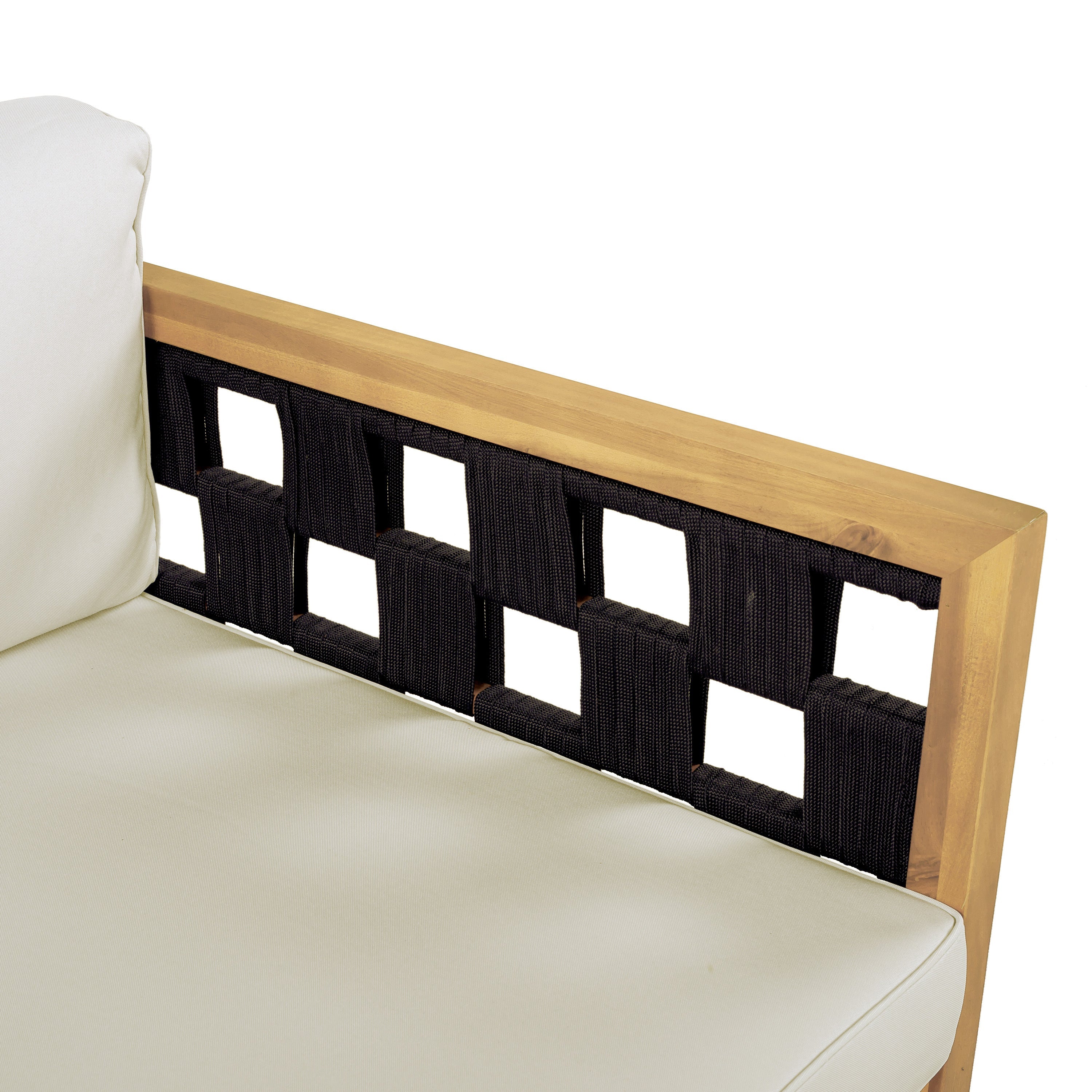 Three-Seater Outdoor Canopy Daybed Cushioned Seating - Teak