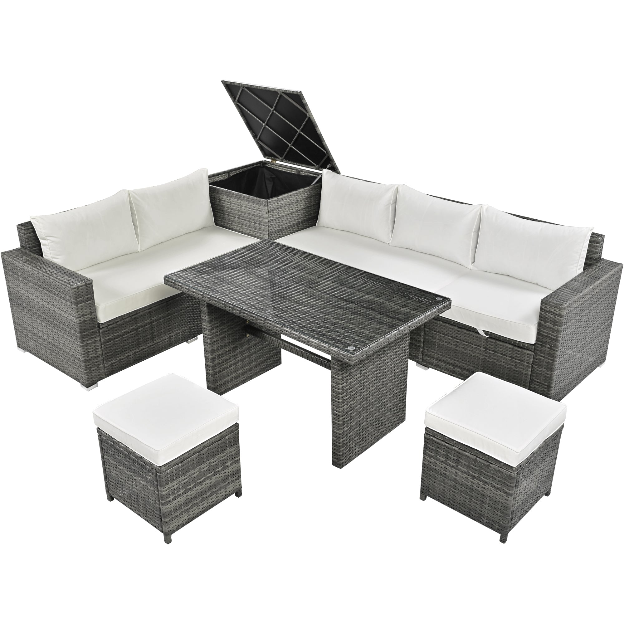 Topmax Outdoor Sectional Set Adjustable Back - Beige