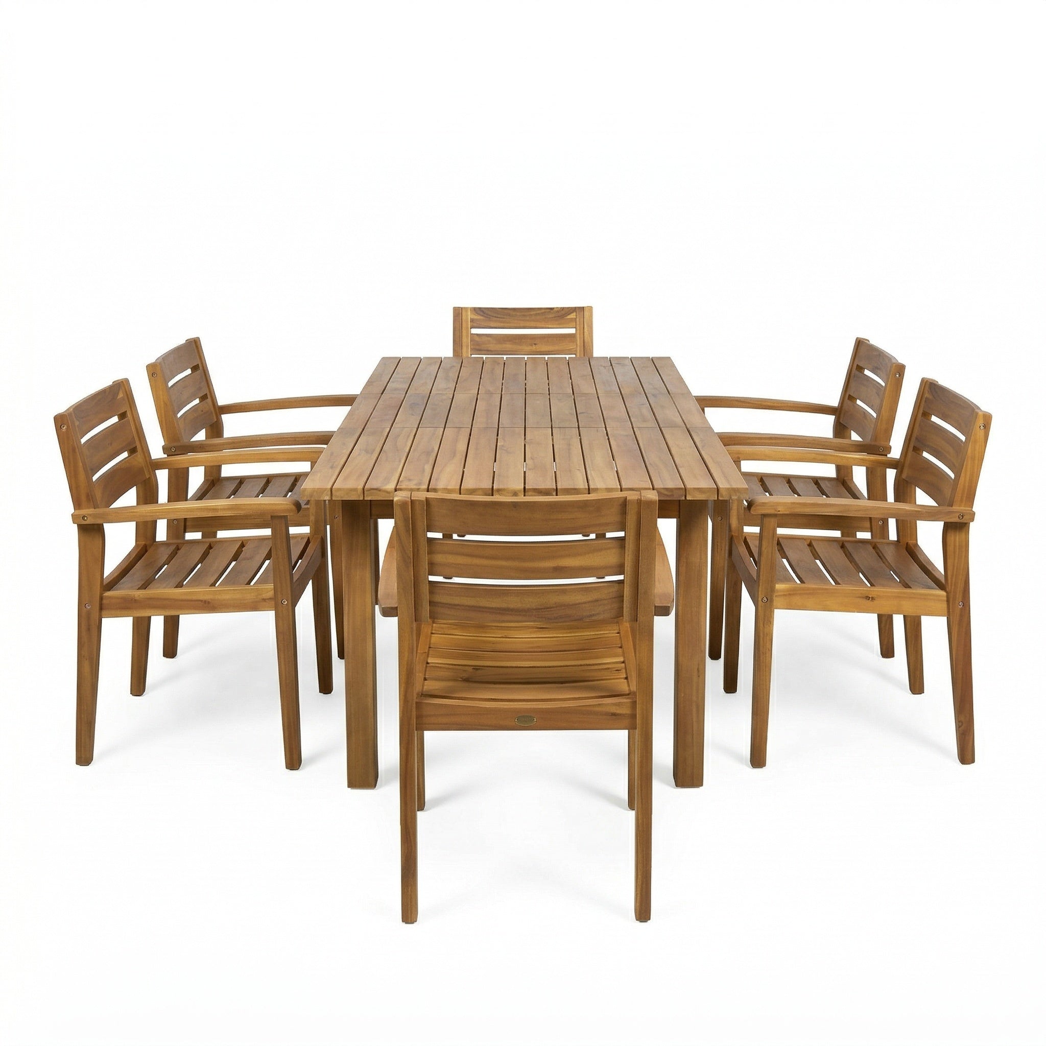 Outdoor Dining Set Acacia Wood Poolside - Teak