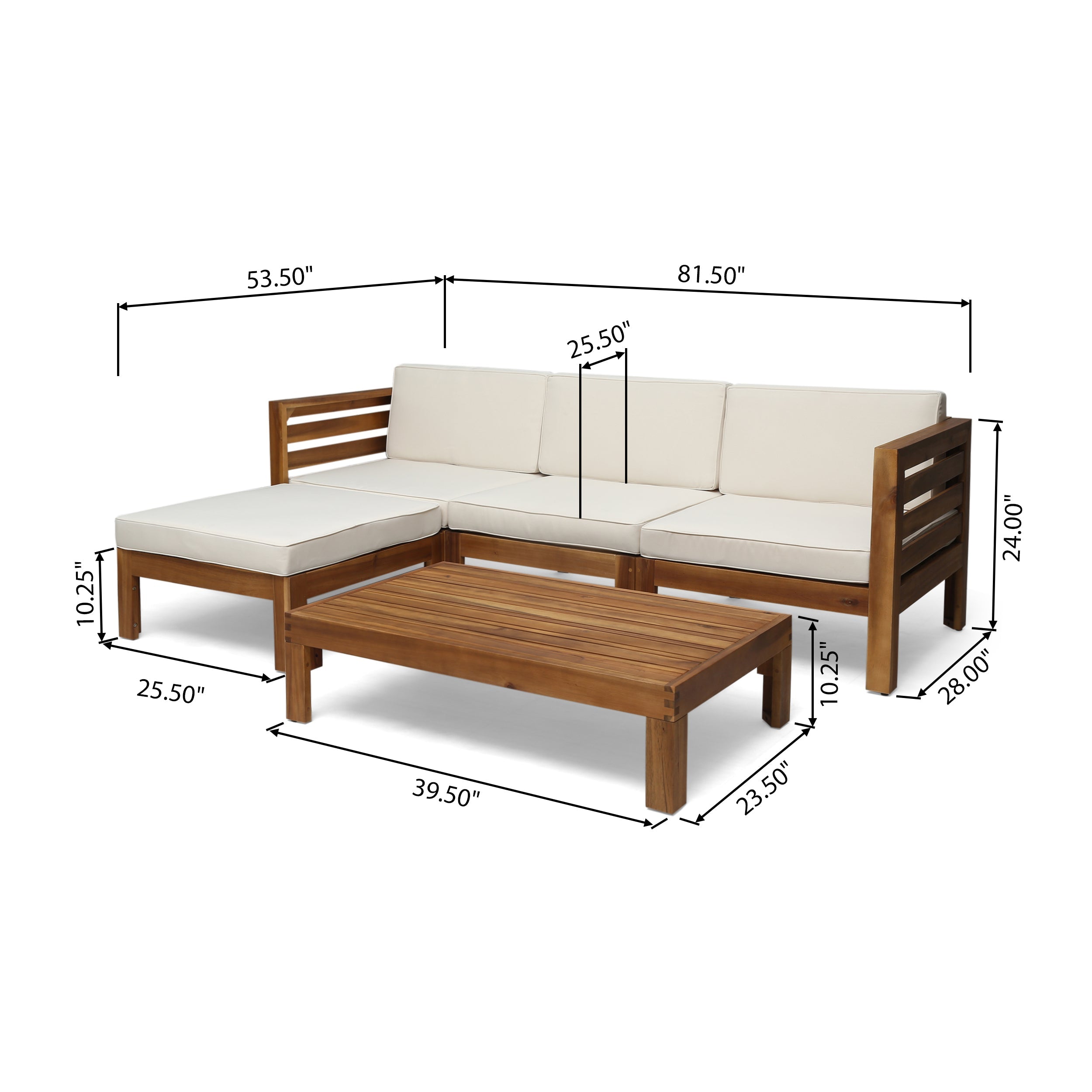 Cambridge Outdoor Sofa Set Cushioned Seating - Beige