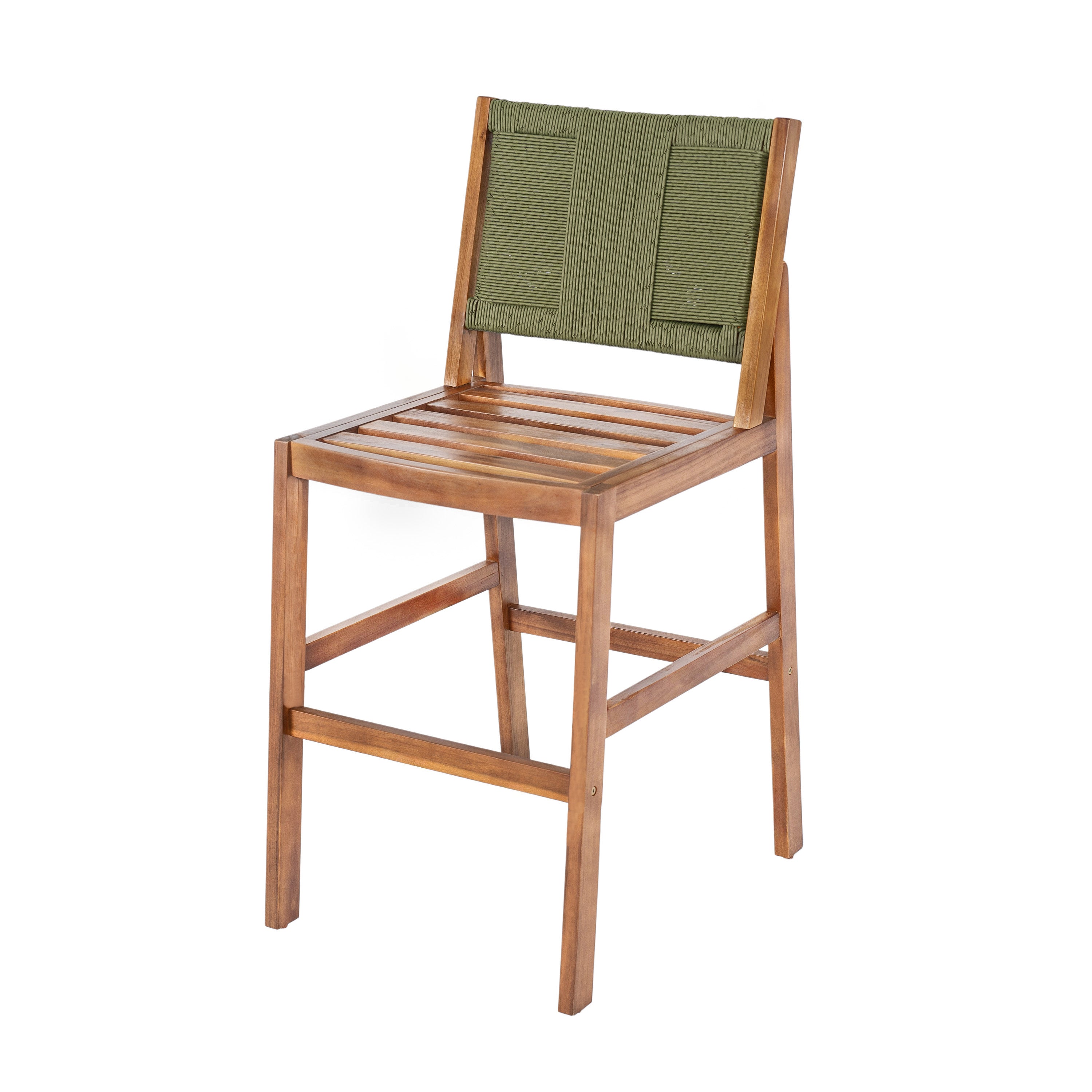 Outdoor Bar Stool Cushioned Seating Set of 2 - Teak