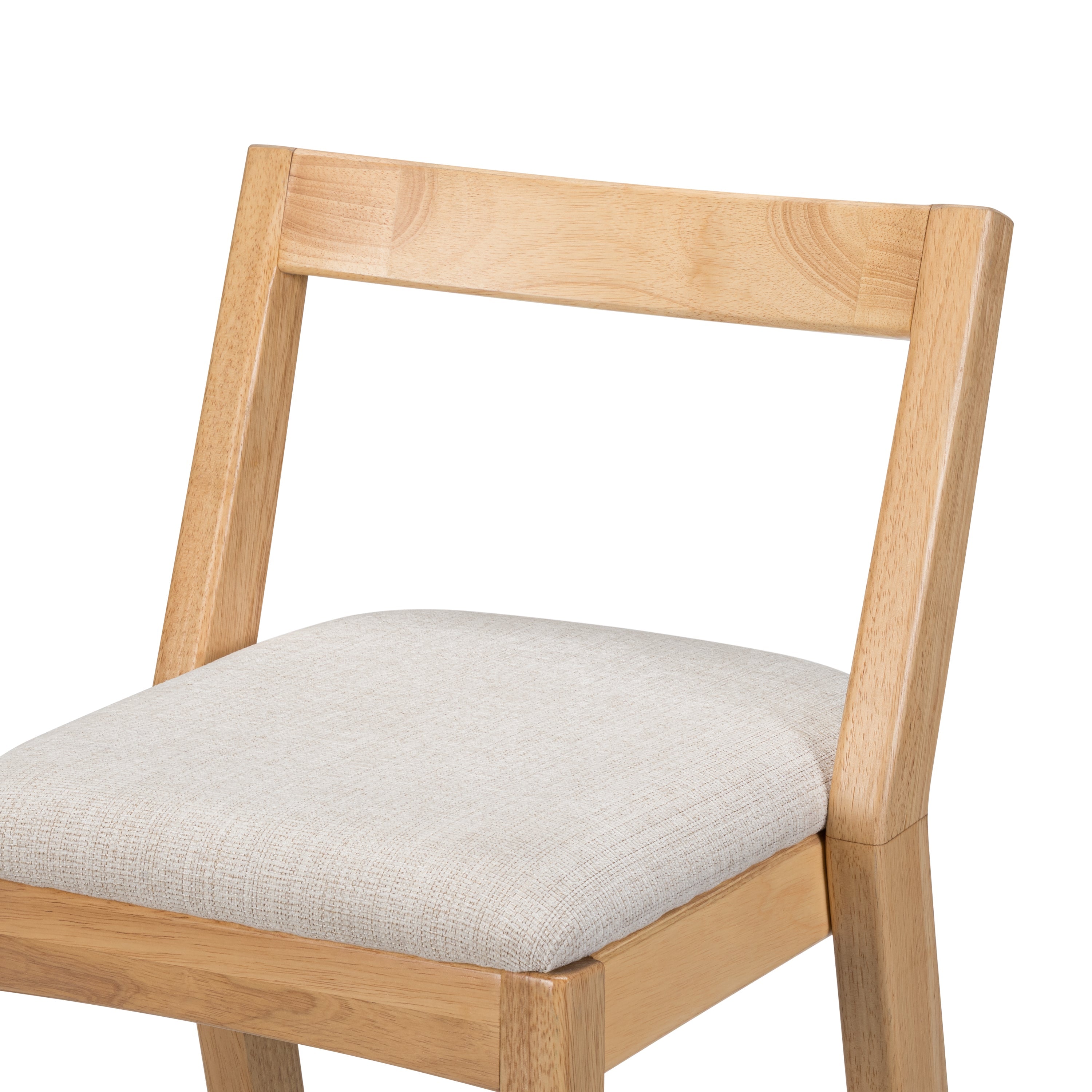 Jasper Indoor Rubberwood Barstool with Beige Upholstery, Natural Finish, Set of 2