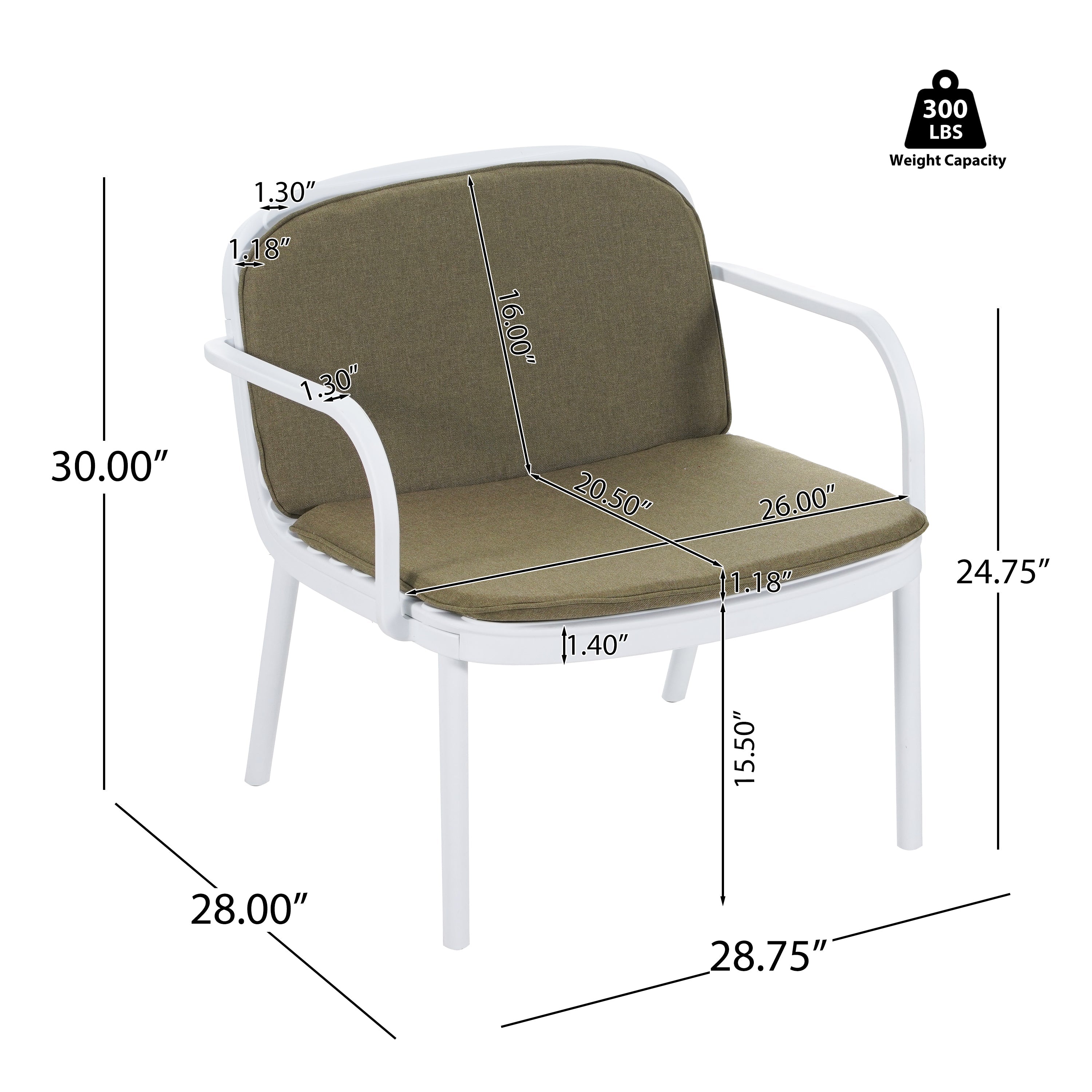 Luna Outdoor Chat Set Cushioned Seating - White