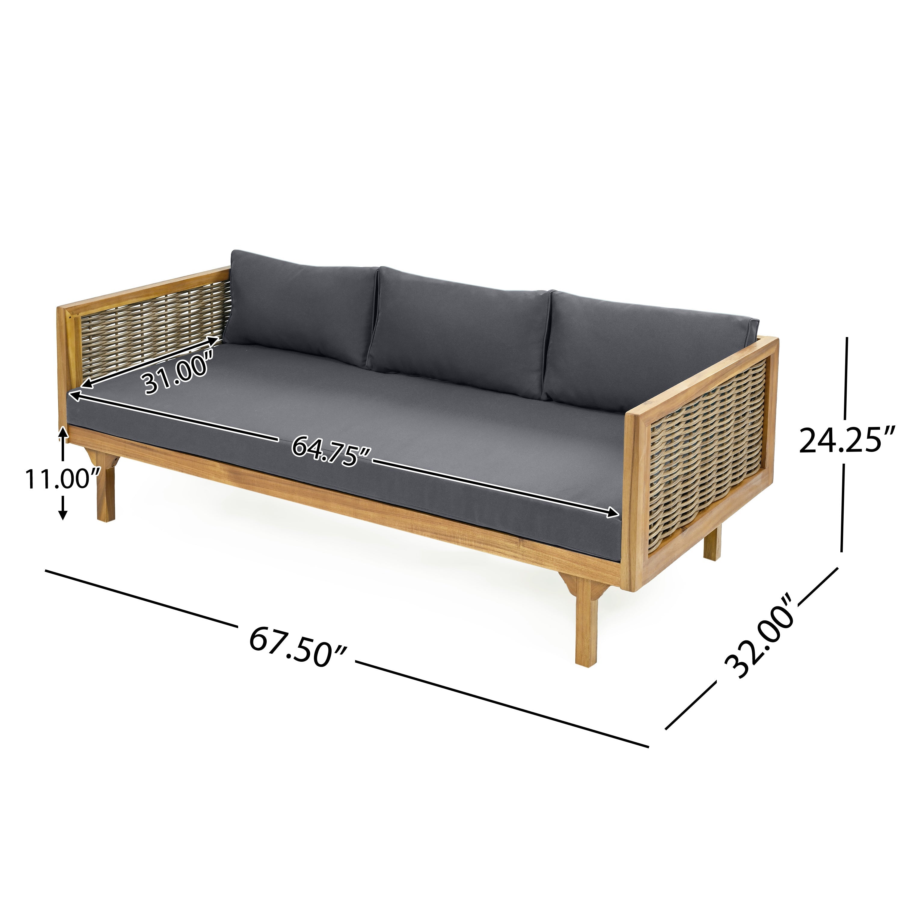 Outdoor Sectional Set Rattan Frame Garden