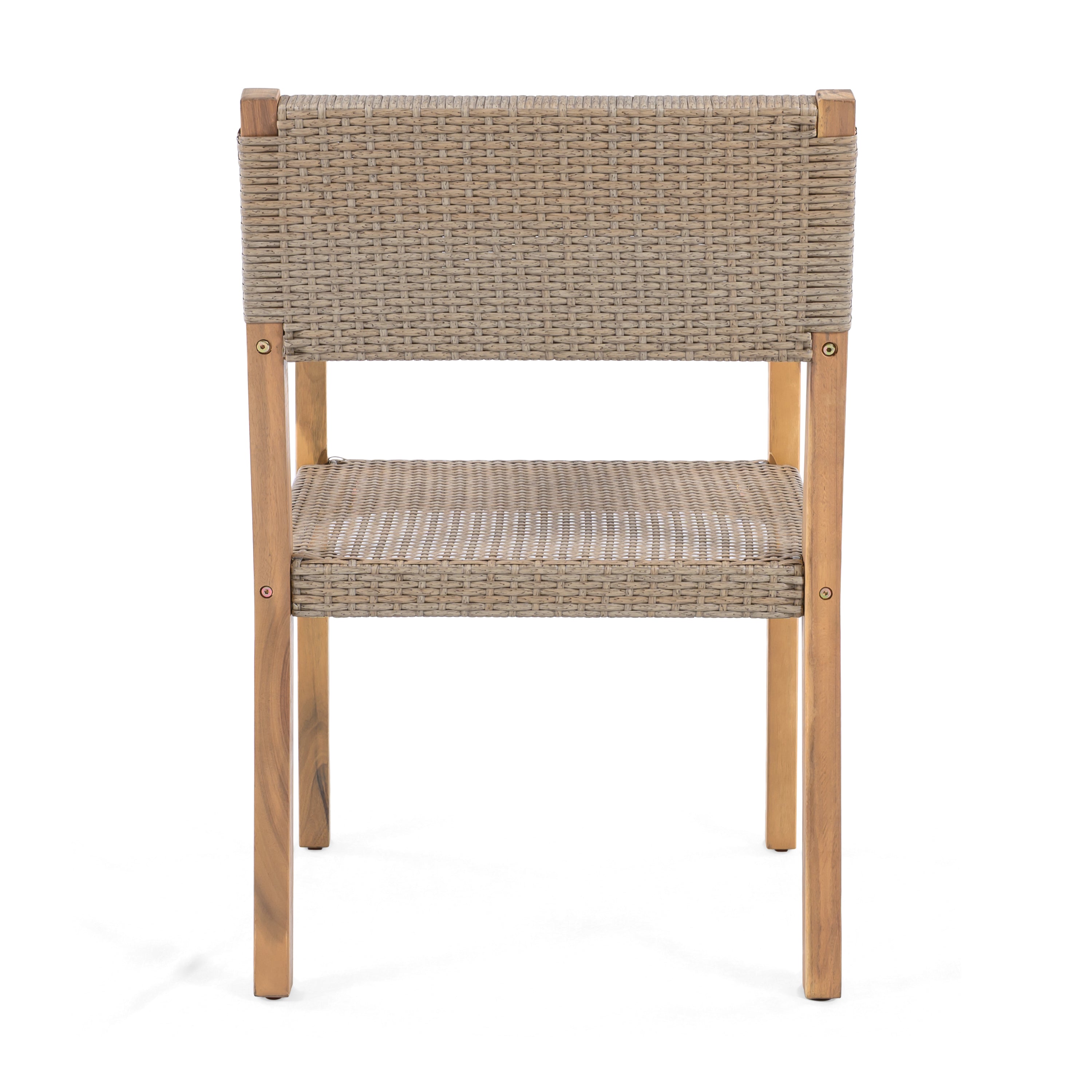Outdoor Dining Chair Set Rattan Frame - Light Brown